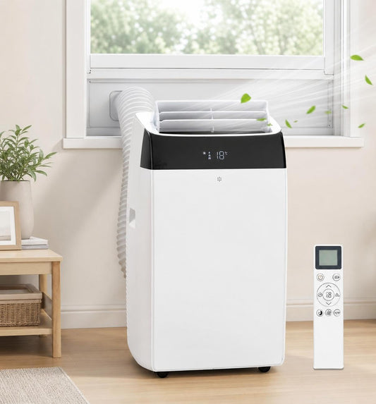 14,000 BTUPortable AC，3-in-1 Cooling/Dehumidifier/Circulation System for 750 Sq.Ft，51dB Ultra-Quiet with 3-Speed, Auto Oscillation & 24H Smart Scheduler for Bedroom, Office & Commercial Spaces