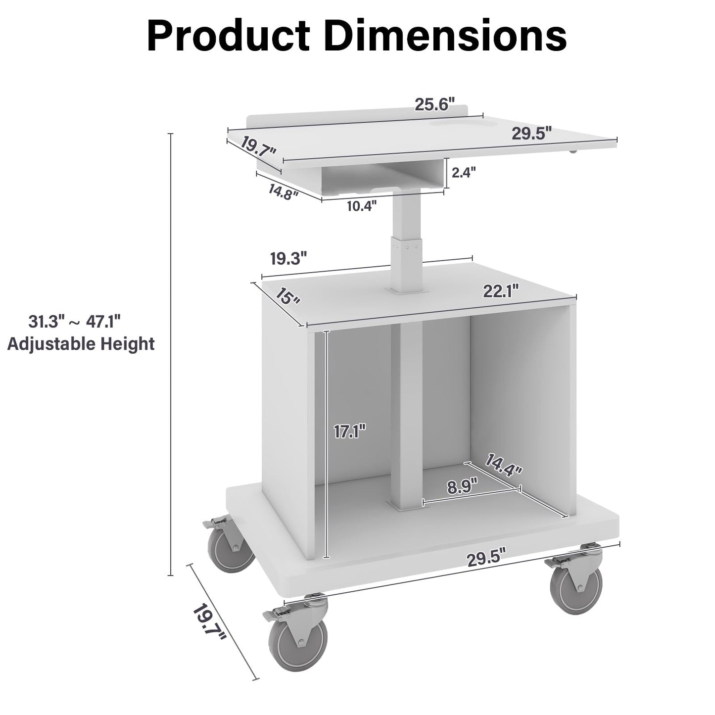 Natwind Mobile Workstation,Teachers Podium with Drawer & Open Cabinet