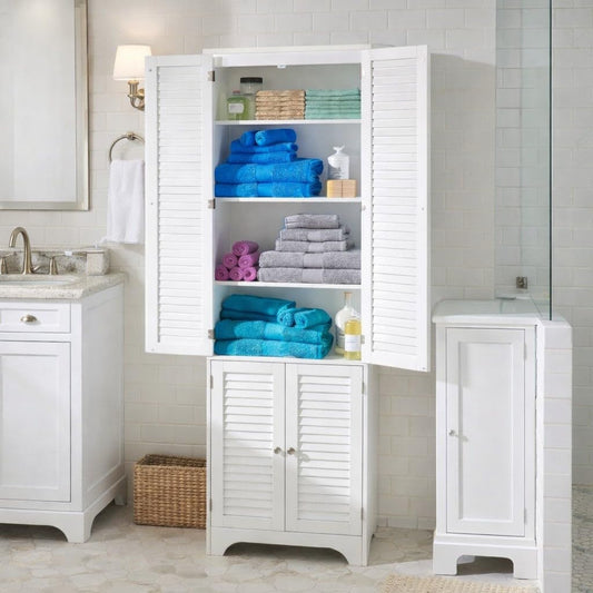 BrylaneHome Louvre Linen Cabinet - White