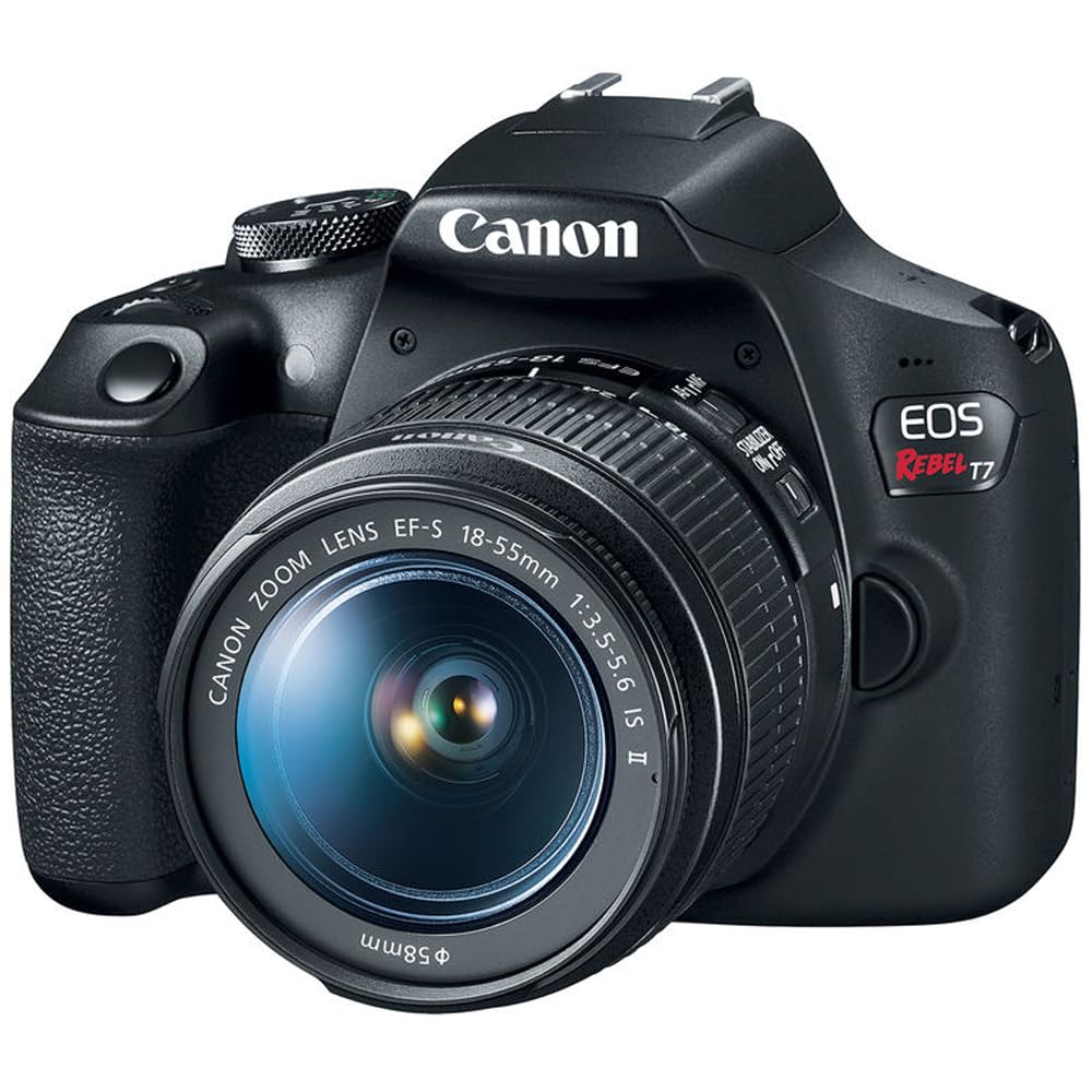 Canon EOS Rebel T7 DSLR Camera with EF18-55mm + EF 75-300mm Double Zoom Kit 2727C021 Bundle with Lexar Premium 64GB SDXC Memory Card, Deco Essentials Camera Bag and Corel Photo Video Suite