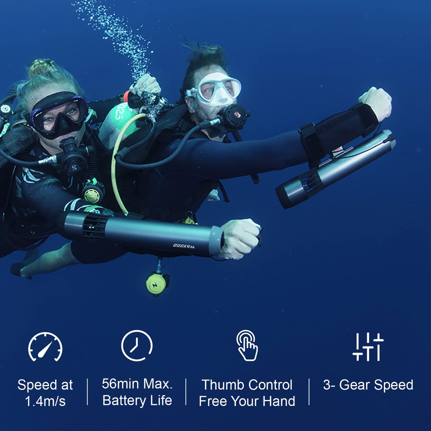 Waydoo Subnado Underwater Scooter, Thumb Controlling Sea Scooter for SUP Paddle Board, Suitable for Pool, Diving, and Snorkeling, Compact and Portable Water Scooter for Adults and Kids