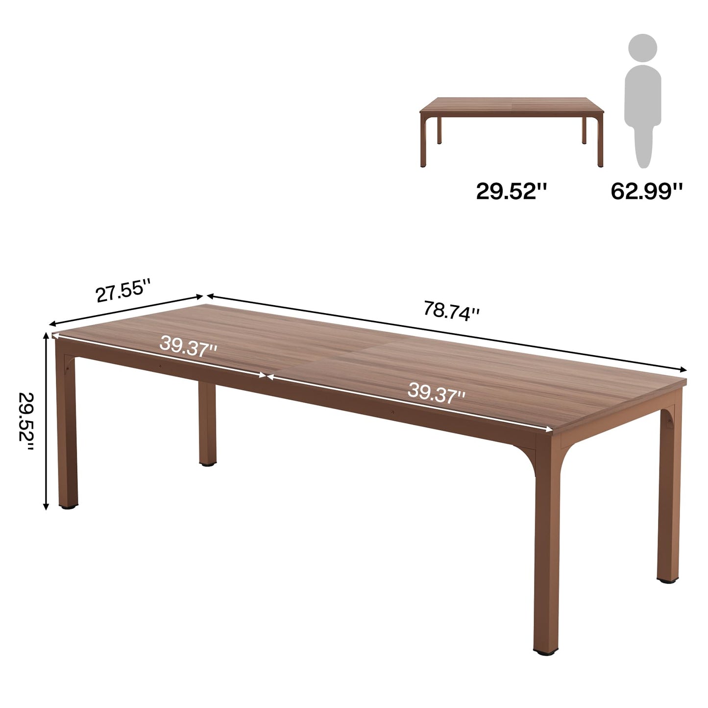 Tribesigns 78.7 Inches Extra Long Computer Desk 2 Person Desk, Double Long Desk, Workstaion for Home Office, Coffee Brown