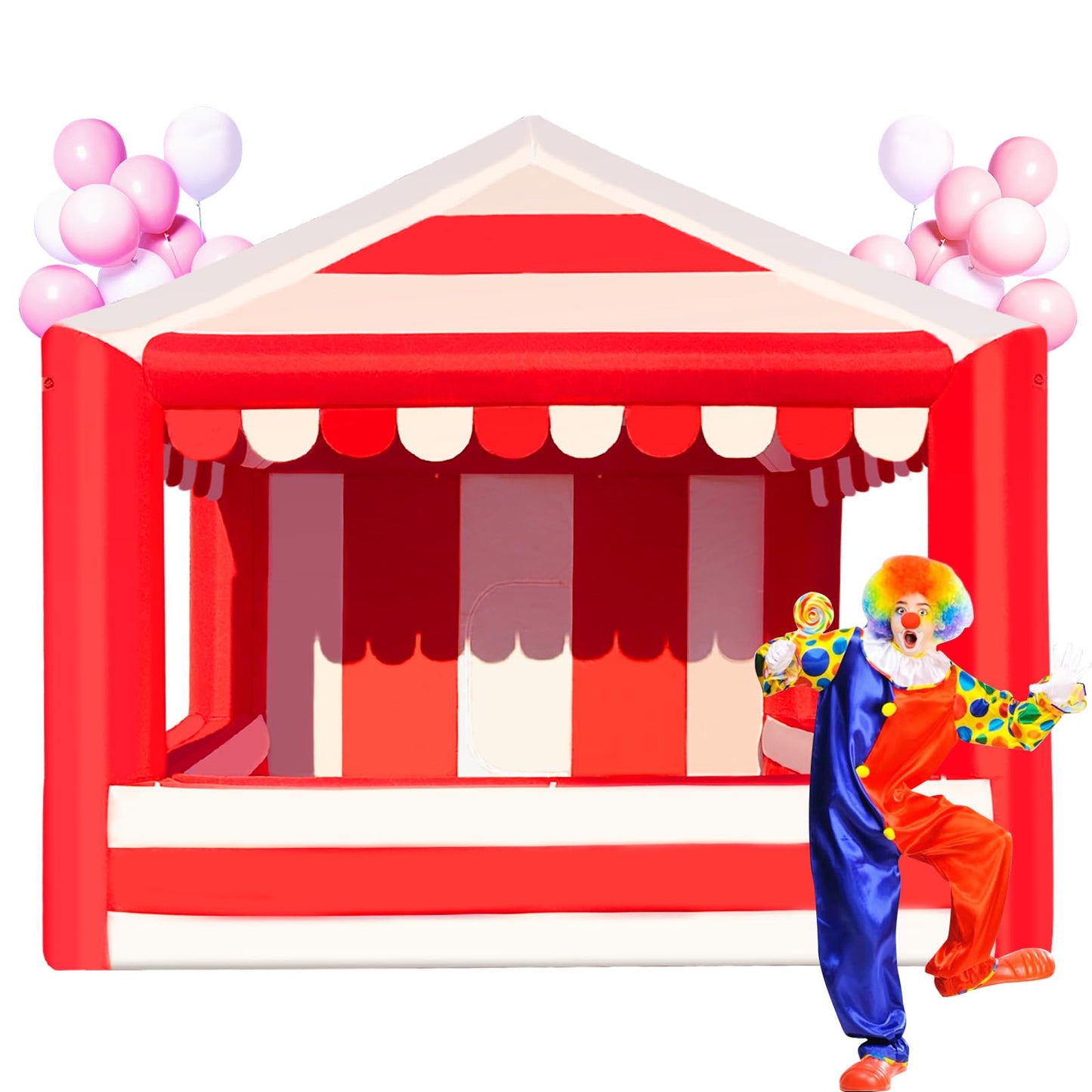 13x13ft Inflatable Event Tent with 550W Blower - Red & White Striped Advertising Canopy, Waterproof Pop-up Vendor Booth - Portable Air Tent for Trade Shows, Farmers Markets, Carnivals & Camping