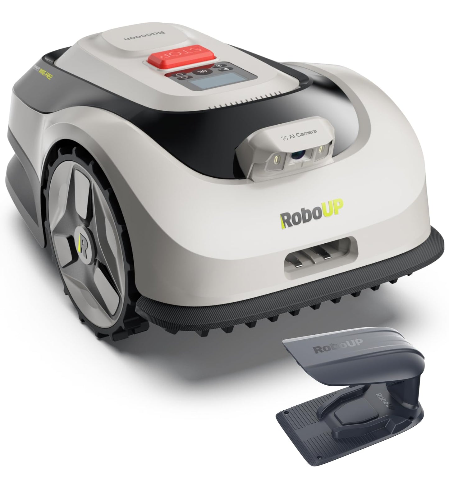 RoboUP Raccoon 2 SE Robot Lawn Mower with Garage, Auto Mapping Robotic Lawnmower for 0.15 Acre with APP Control, Vision Navigation, 20°Slope, Ideal Robot Mower for Small Lawns
