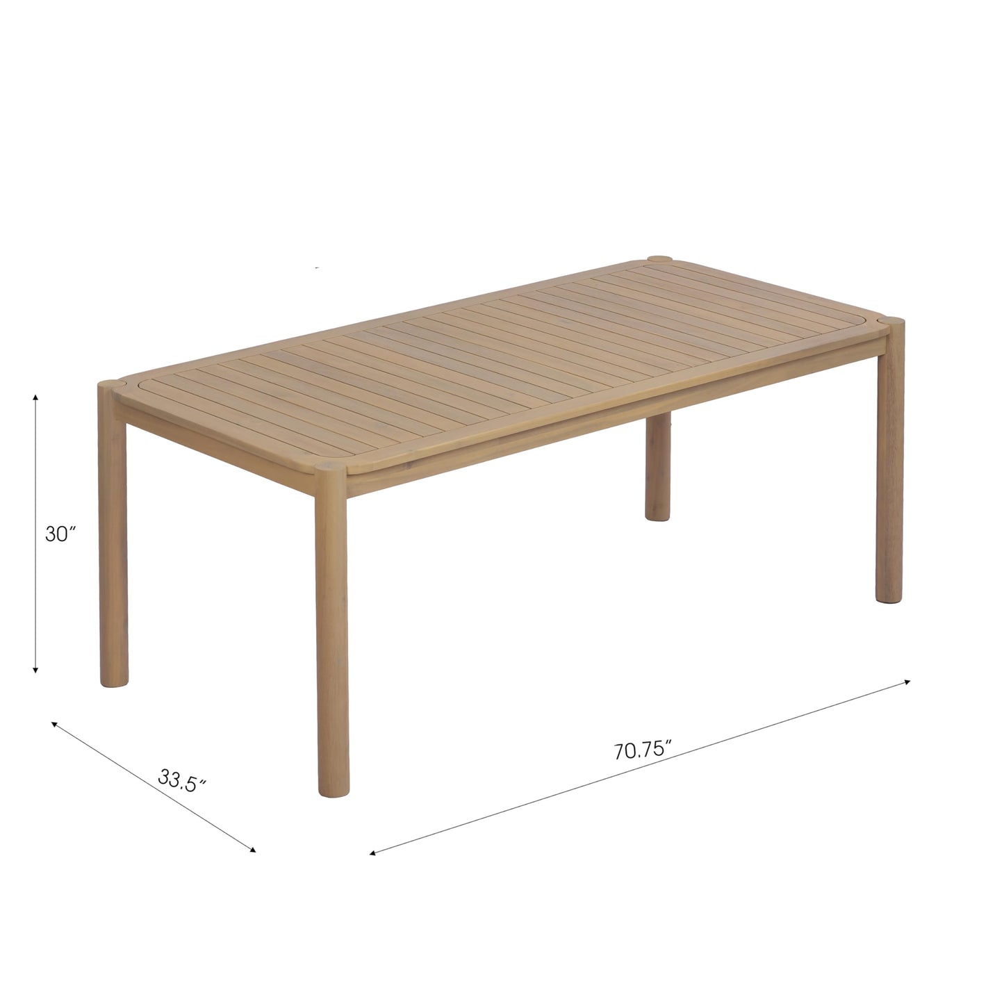 Christopher Knight Home Cascade 70" Outdoor Rectangular Dining Table, Acacia Wood Patio Dining Table for 4-6 People, Solid Wood Outdoor Table for Patio Deck Garden Backyard Dining, Light Teak