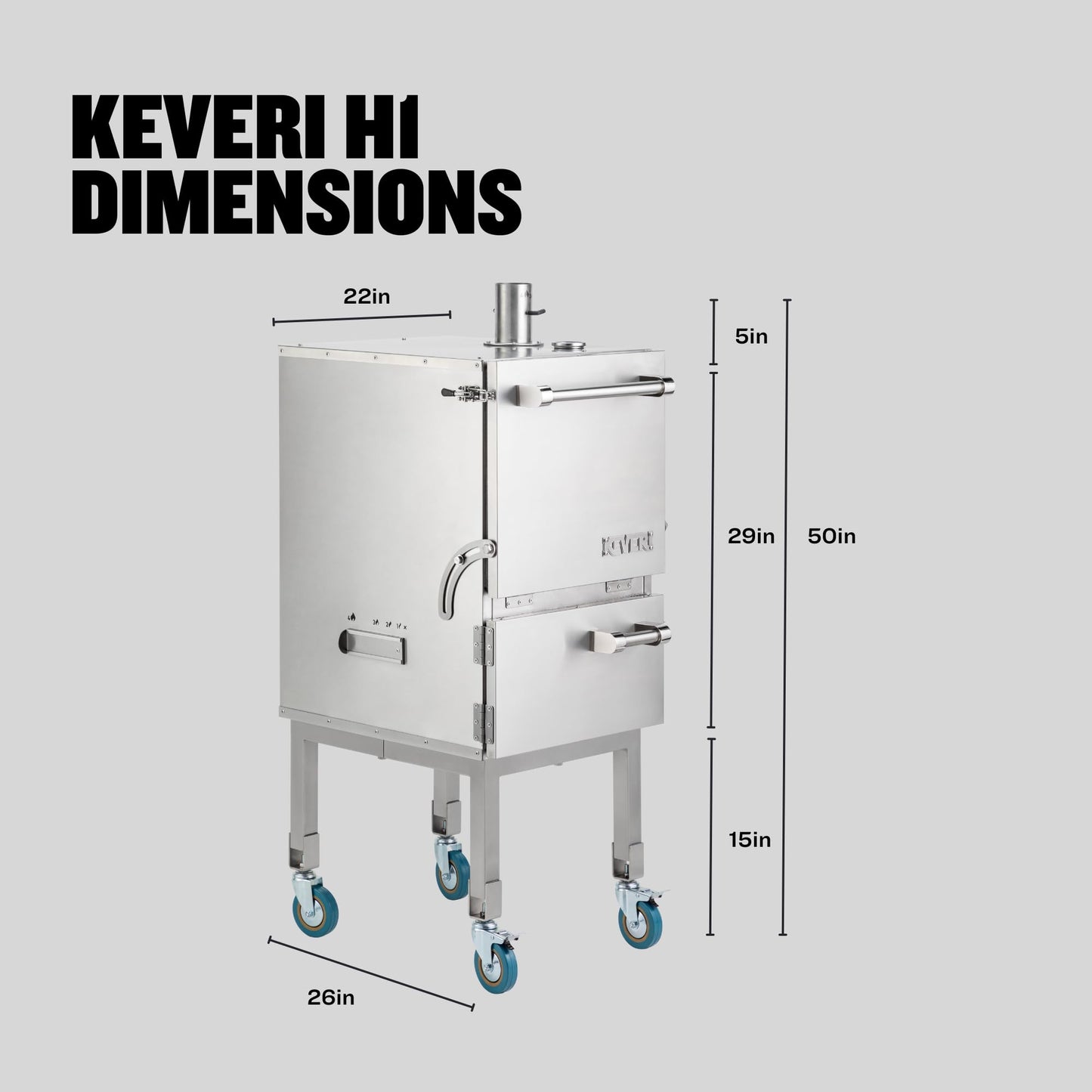 Keveri H1 Inox | | Multi-Purpose Stainless Steel Charcoal Oven | Grill, Smoker, Roast, Bake, Pizza Oven