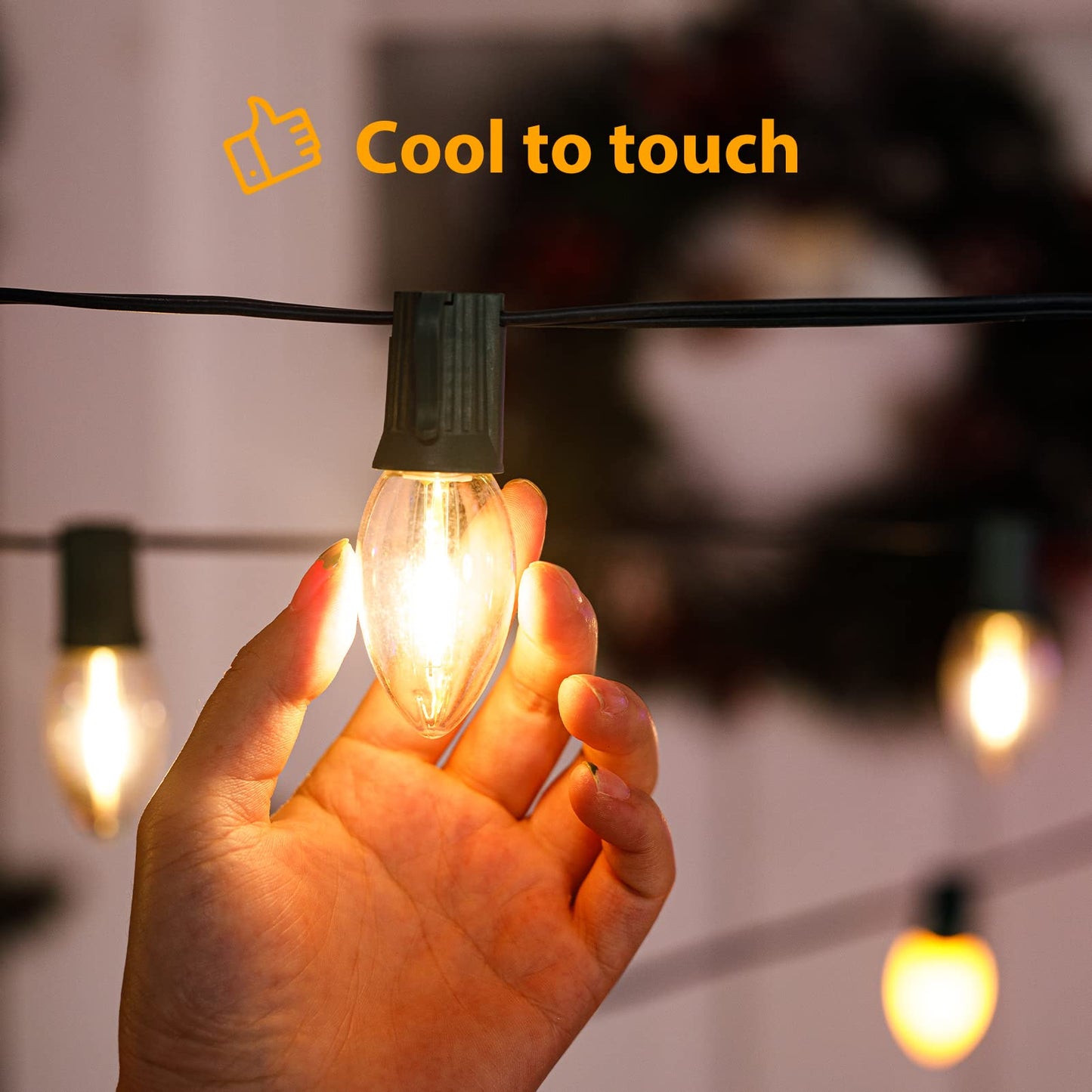 Minetom C9 LED Christmas Light Bulbs, 50 Pack, Shatterproof, Warm White, E17 Base