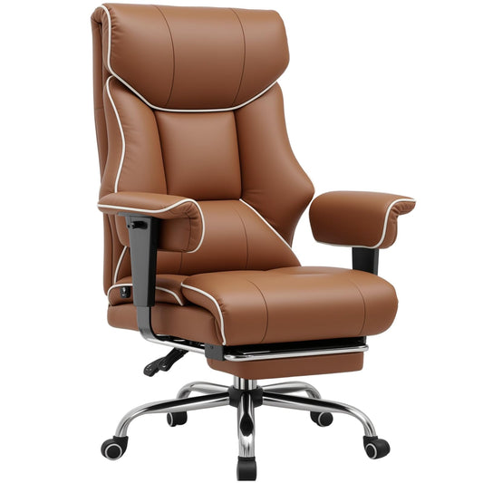 GTPLAYER Big and Tall Gaming Chair 400lbs Heavy Duty Office Chair with Foot Rest & Ergonomic Pocket Spring Cushion, High Back Lumbar Support for Lower Back Pain Relief, Coffee Brown