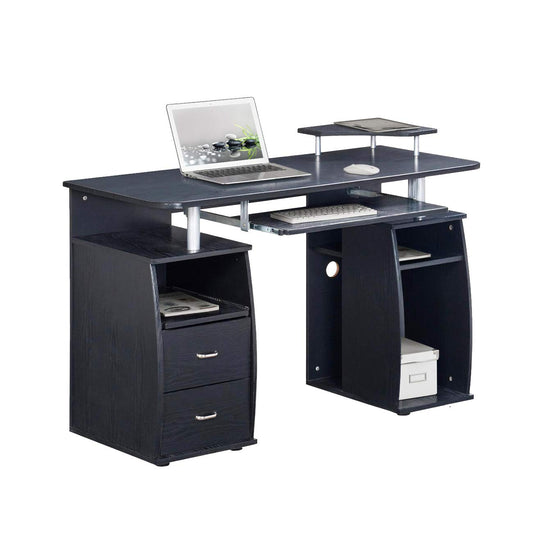 Techni Mobili 47" W Computer Desk with Drawers and Storage, Office Desk with Printer Shelf, Pull Out Shelf and Keyboard Tray, Computer Workstation, Espresso Brown