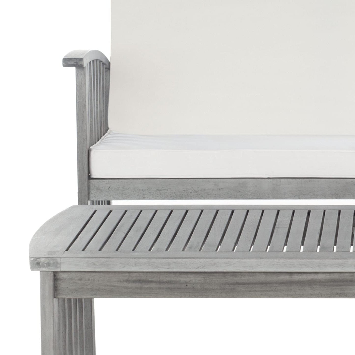 SAFAVIEH Outdoor Collection Rocklin Grey Wash/ Beige 4-Piece Conversation Patio Set with Cushions