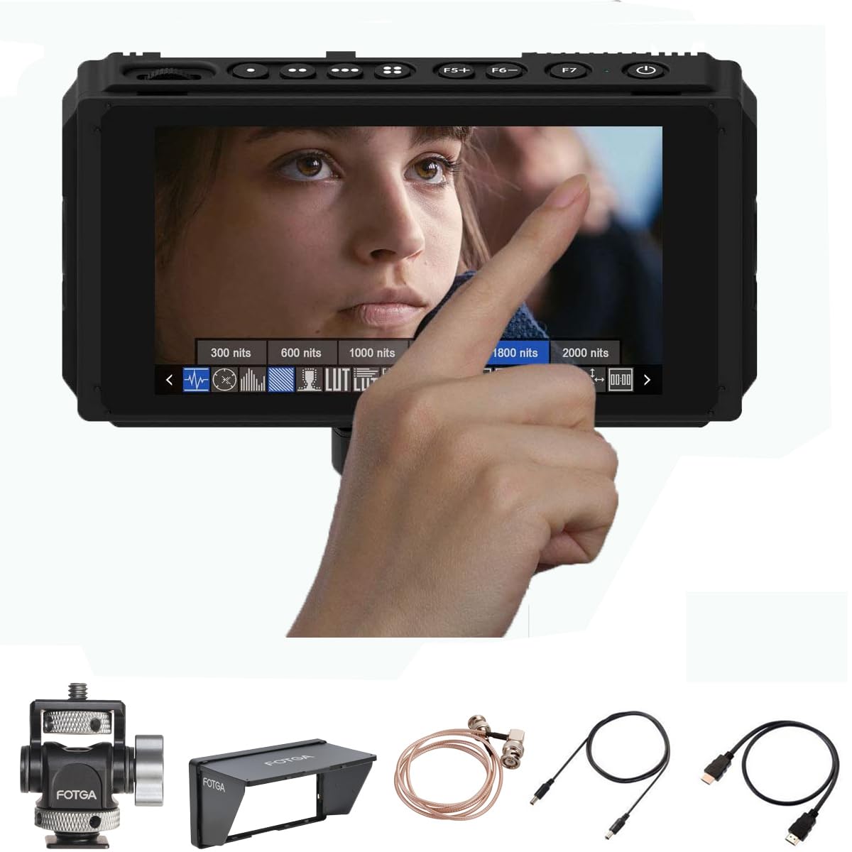 Fotga E50S 5inch Ultra Bright 2500nits Touch Screen Camera Field Monitor,Wavaform,Vector,4K HDMI Input/Output,3G SDI,Dual Battery Slot,Daylight Visibility 2200,IPS,for DSLR Video Cinema Camera …