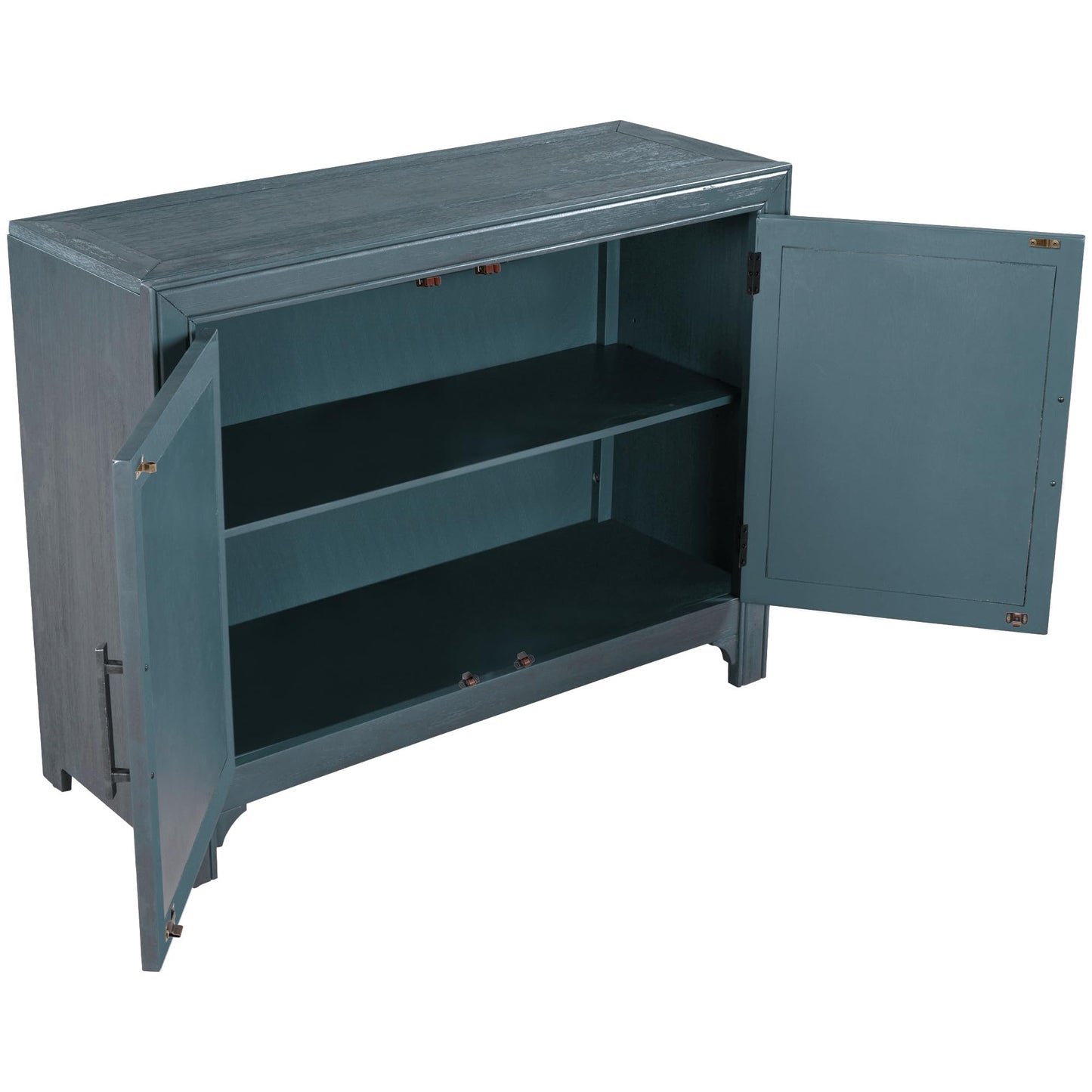 Merax Wood Farmhouse Buffet Sideboard with Adjustable Shelves Wood Coffee Bar Cabinet Sofa Table for Living Room Bedroom Dinning Room Antique Blue