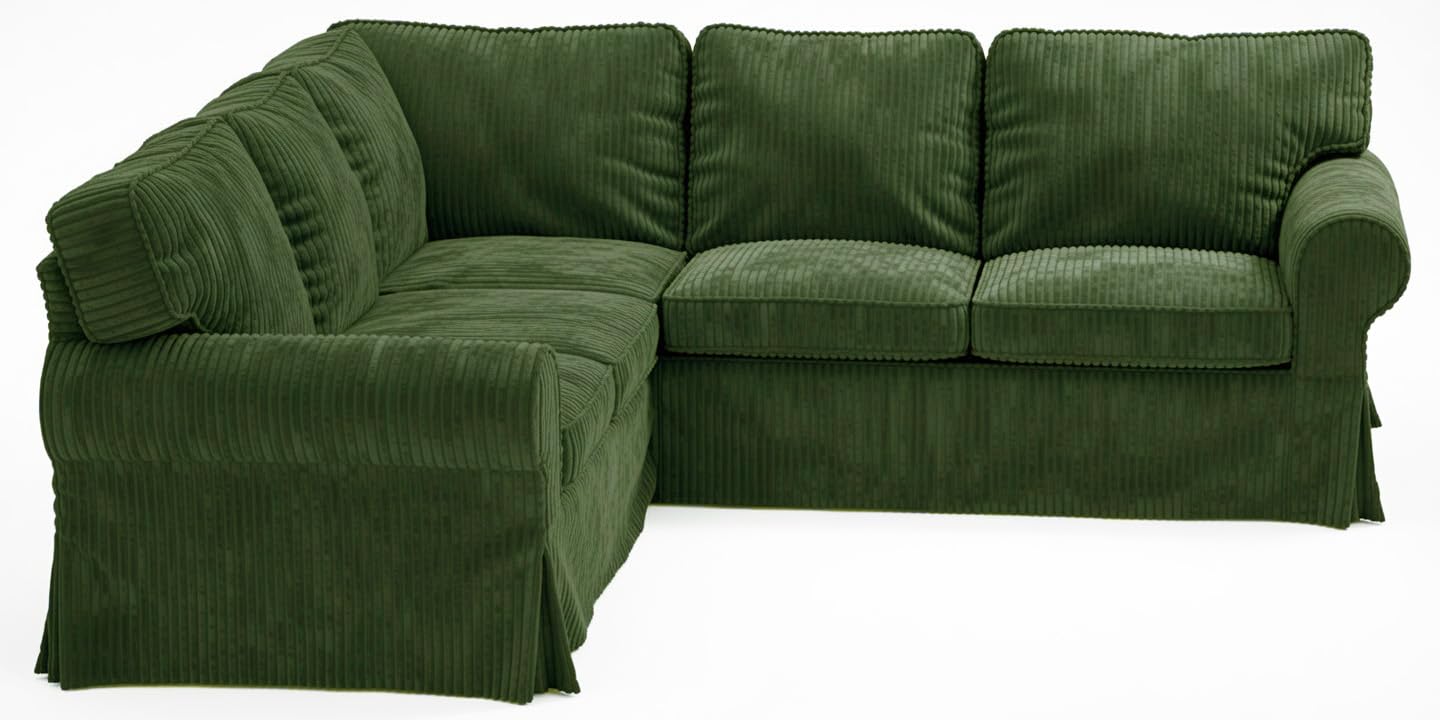 The Thick Cotton Ektorp 2 2 Sofa Cover Replacement Compatible with IKEA Ektorp Corner Or Sectional Sofa Slipcover. (Corduroy Green)