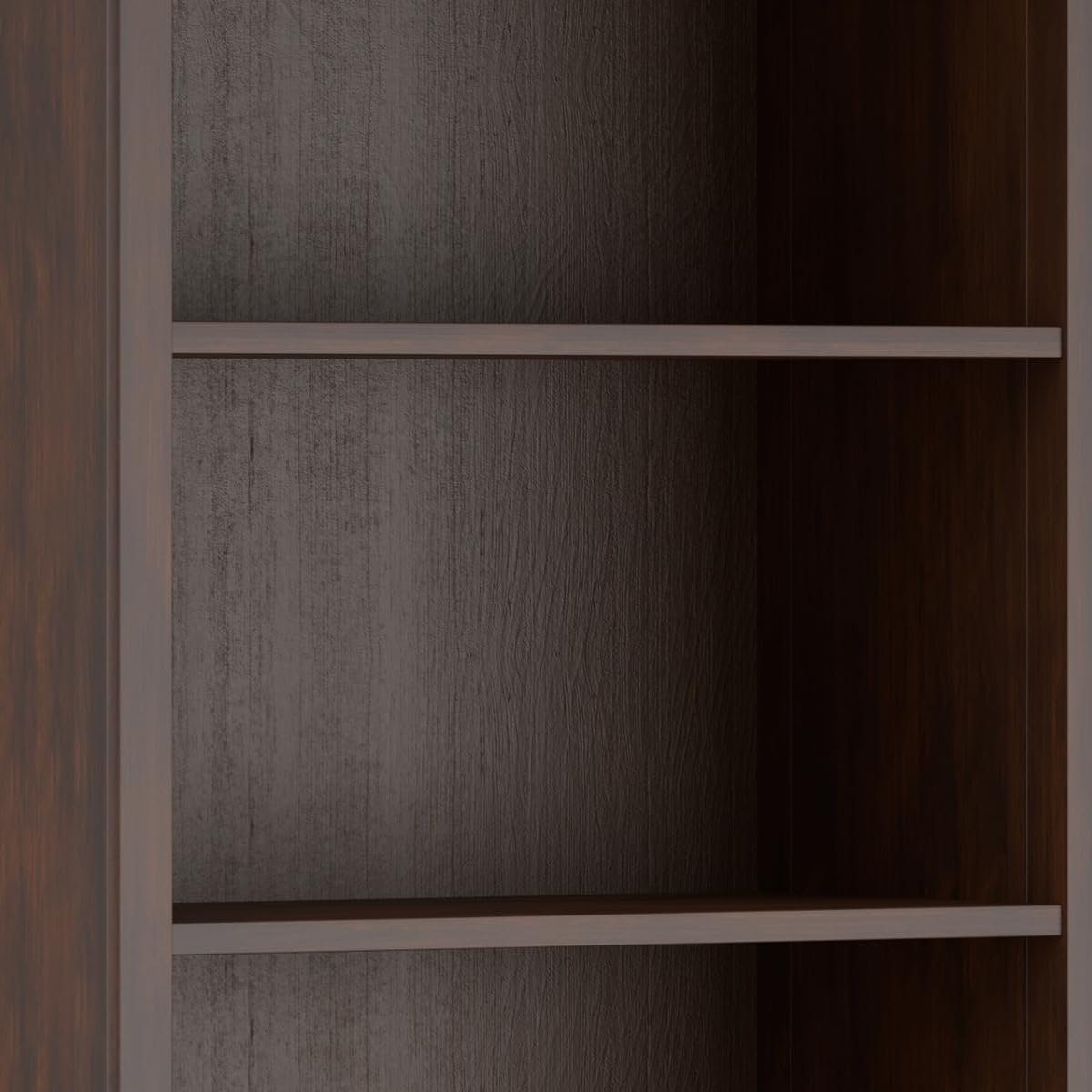 SIMPLIHOME Amherst Bookcase - 70 inch Tall 5-Shelf Solid Wood Bookshelf in Russet Brown, Transitional Storage for Living Room, Study Room or Office with Adjustable Shelves and Tapered Legs