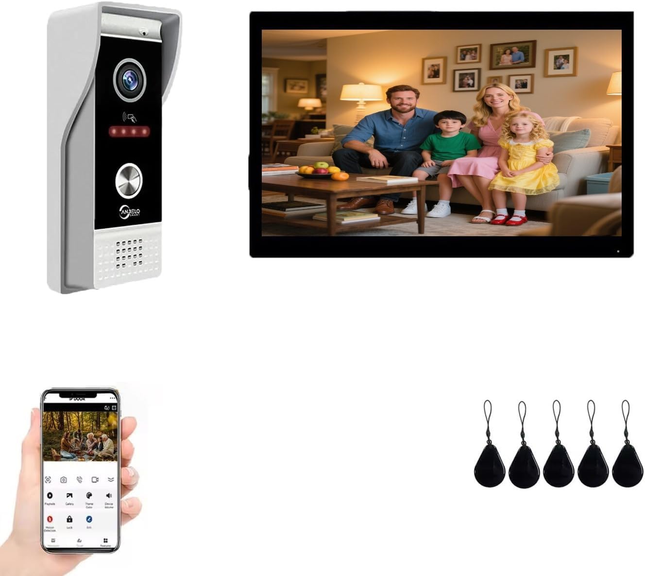 Video Doorbell Intercom System,10 Inches Touch Screen (Black) Video Doorbell Door Phone System,Support Remote Unlock, Dual-Way Intercom,Night Vision for Villa House Apartment (1-Camera + 1-Monitor)