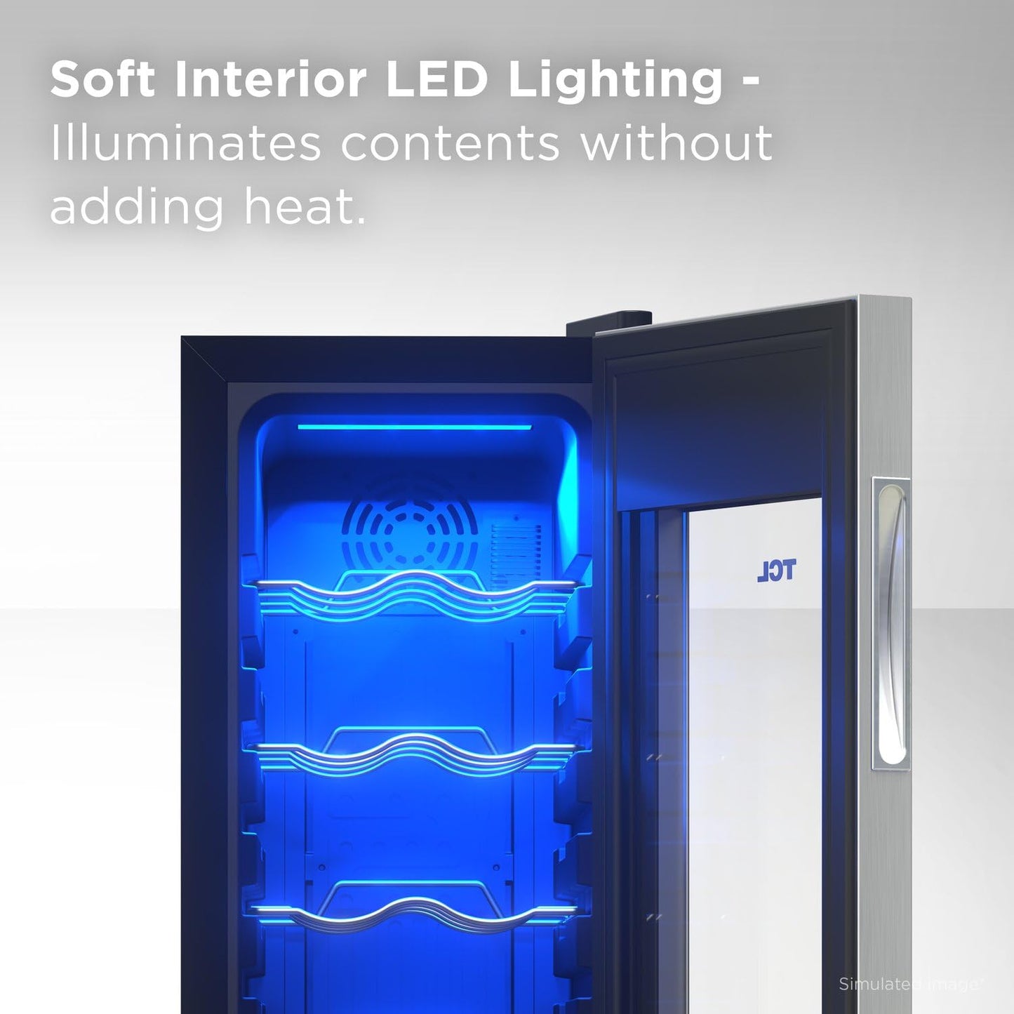 TCL 12 Bottle 1.24 Cu Ft Wine Cooler, Freestanding Mini Fridge with Glass Doors, Low Noise Operation, Digital Controls & LED Lighting