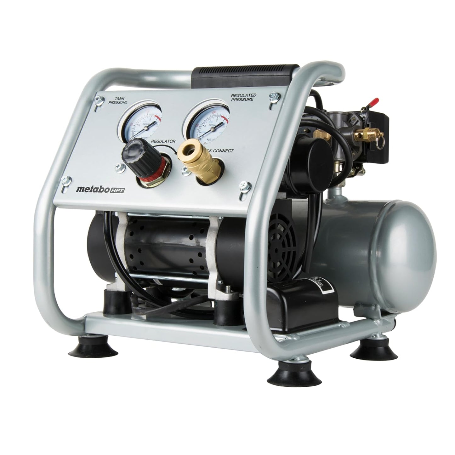 Metabo HPT Quiet Air Compressor, Portable 1 Gallon Oil-Free Air Compressor, Ultra-Quiet Operation at 59 dB, Universal Quick Coupler for Fast Tool Changes, Compact and Lightweight, EC28M