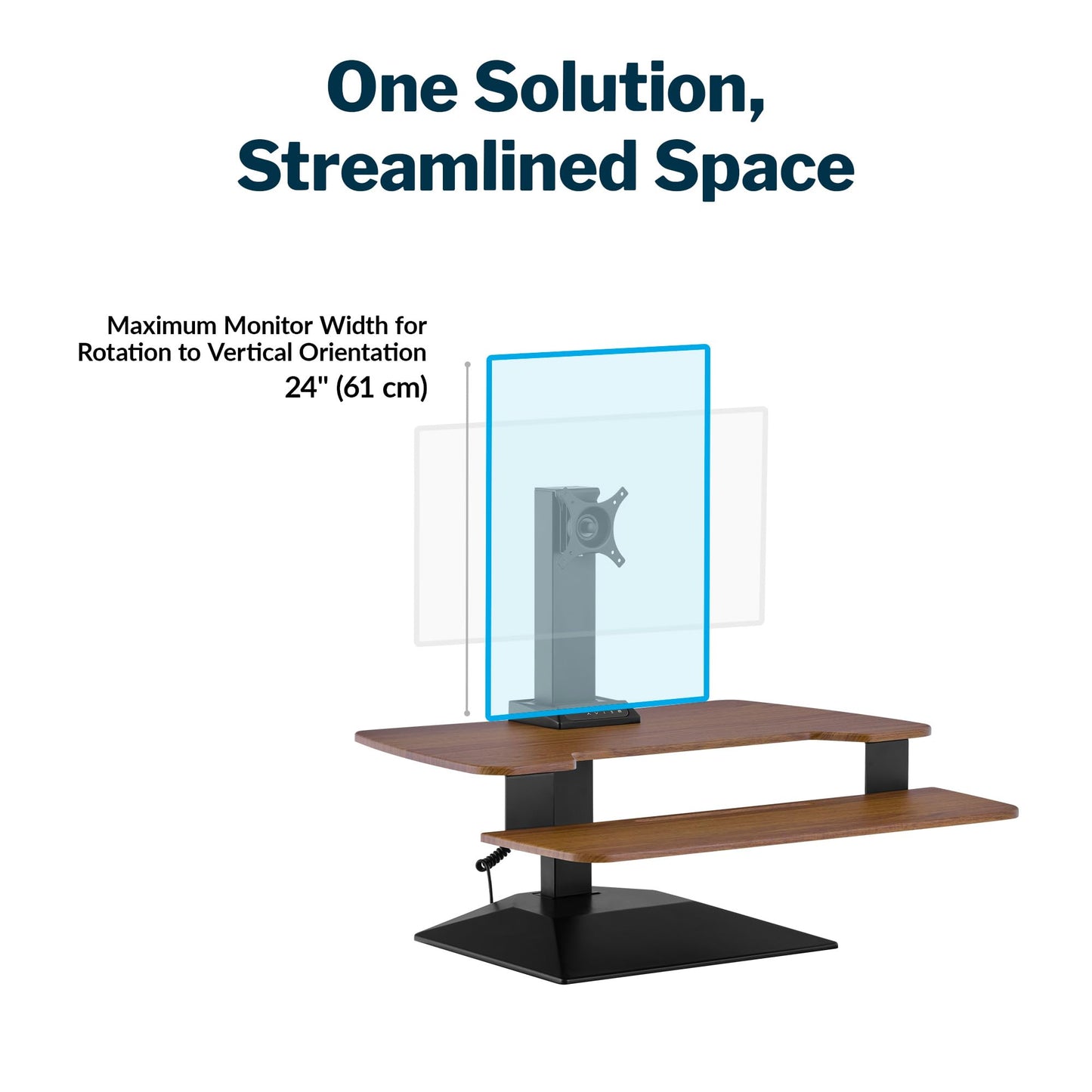 Vari VariDesk Premier Electric Converter - Standing Desk Height Adjustable Riser - Stand Up Converter for Home Office Workspace - Single Monitor Mount Computer Workstation (Walnut)