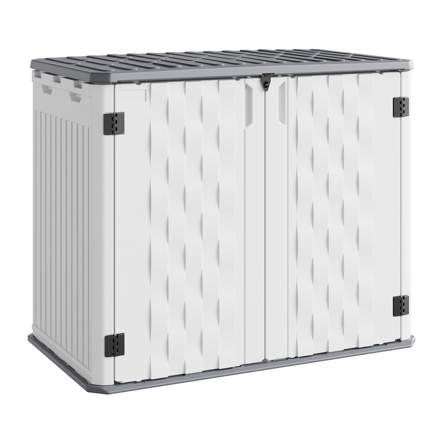 35Cu ft Outdoor Resin Storage Cabinet, Outdoor Trash Can Storage Waterproof, Outdoor Resin Storage Box for Patio Tools, Sofa Cushion, Lawn Mower and Garbage Cans