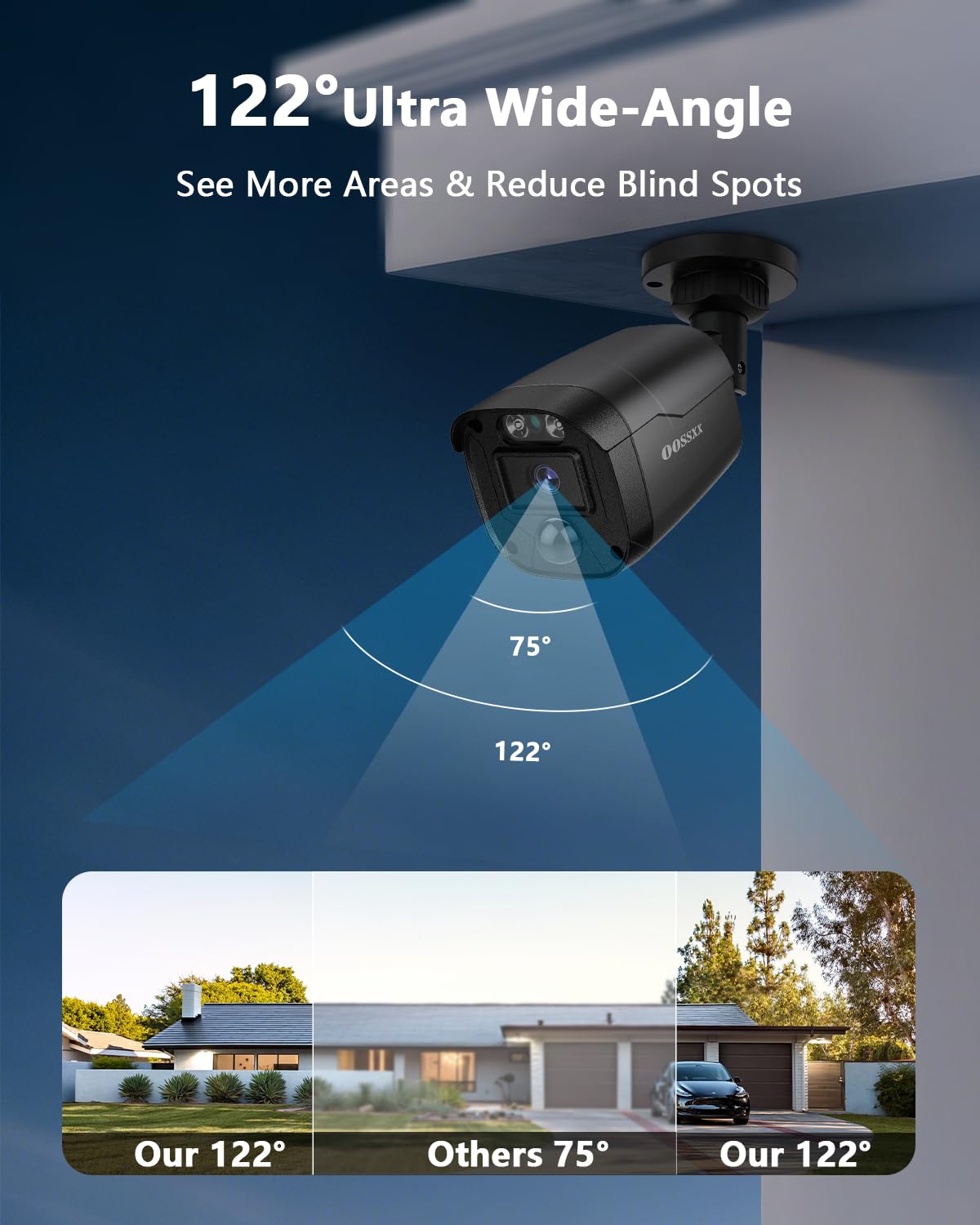 3K 5MP Wired CCTV Security Camera System with 122° Ultra Wide Angle, 8CH HD DVR Kit, 8X IP66 Indoor Outdoor Cameras, 65ft IR Night Vision, Free App, No Subscription Fee, Remote Access