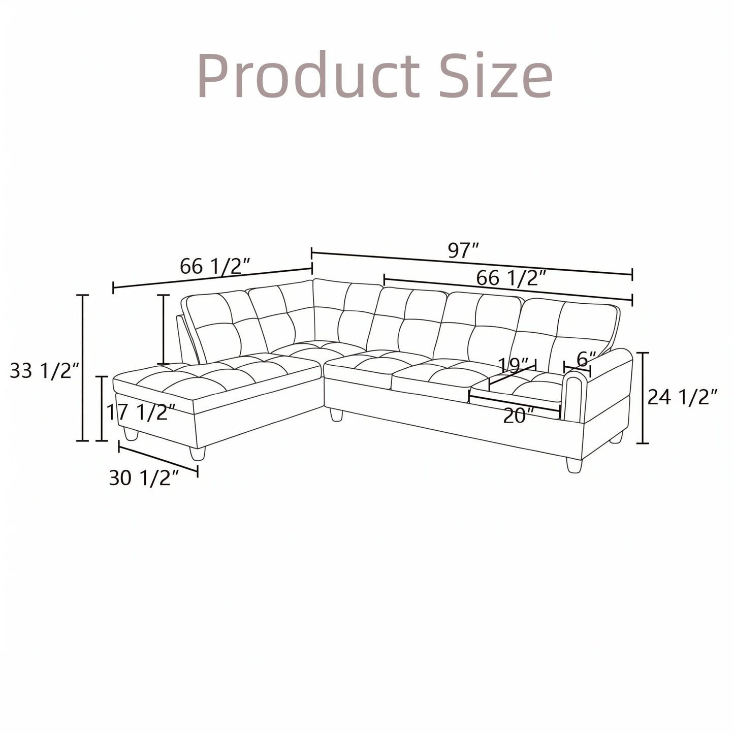 NicBex 97" L Shaped Couch Sectional Couches for Living Room, 2-Piece Modular Sofa with Movable Chaise & Deep Seat for Apartment, Bedroom, Office, Dark Brown