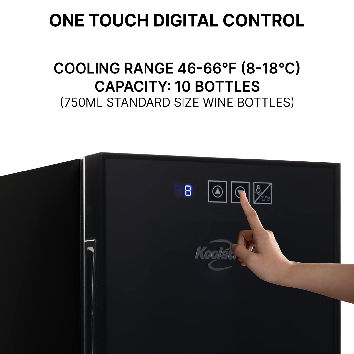 Koolatron 10 Bottle Wine Cooler, Black, Thermoelectric Wine Fridge, 1 cu. ft. Freestanding Wine Cellar, Red, White and Sparkling Wine Storage for Small Kitchen, Apartment, Condo, RV