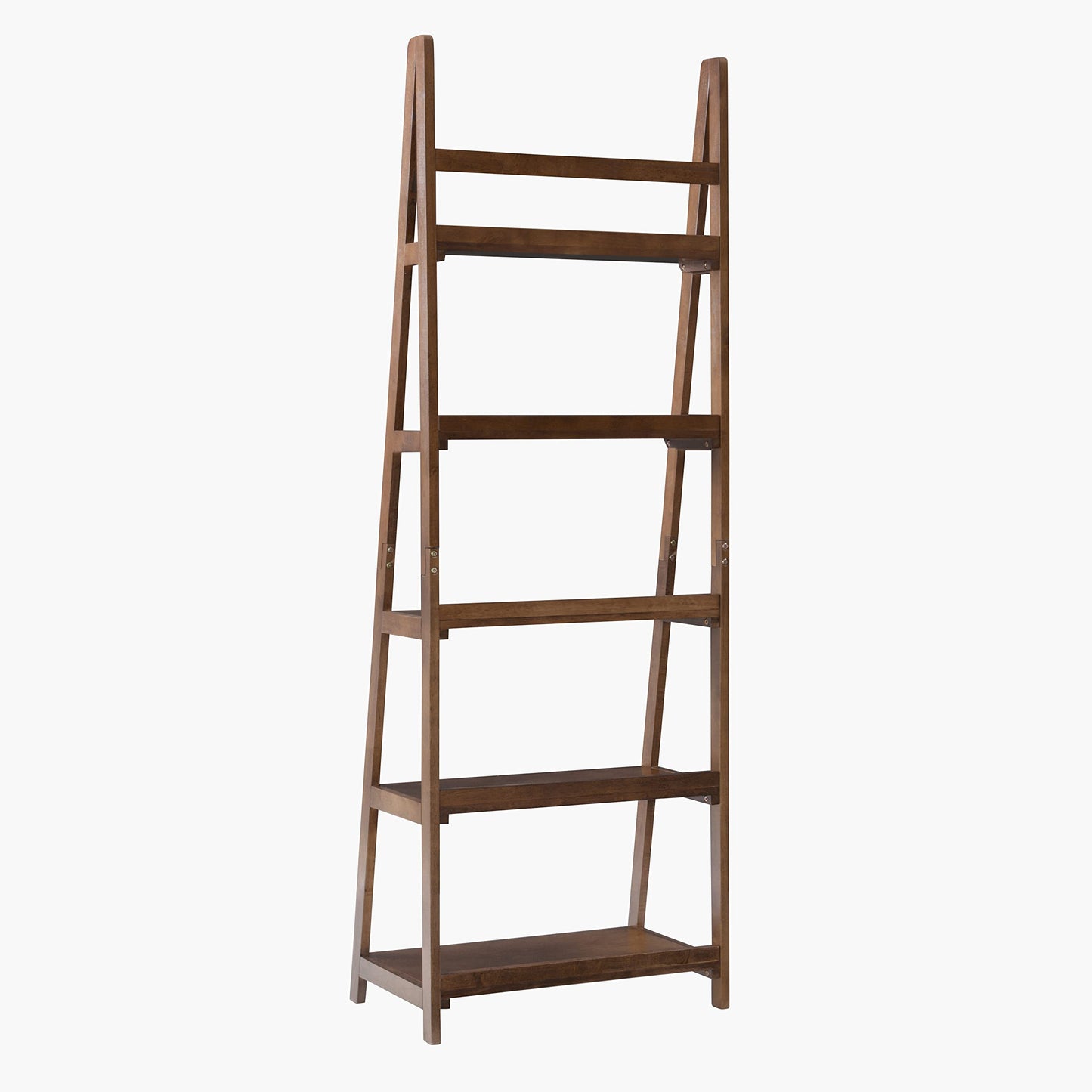 Linon Melissa Walnut Mid-Century 5 Shelf Bookcase