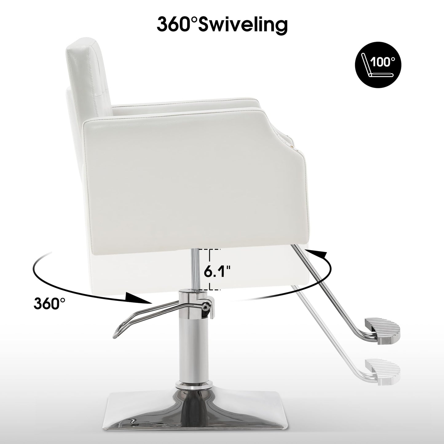 BarberPub Classic Salon Chair for Hair Stylist,Hydraulic Barber Styling Chair,Beauty Salon Spa Equipment 8818 (White)