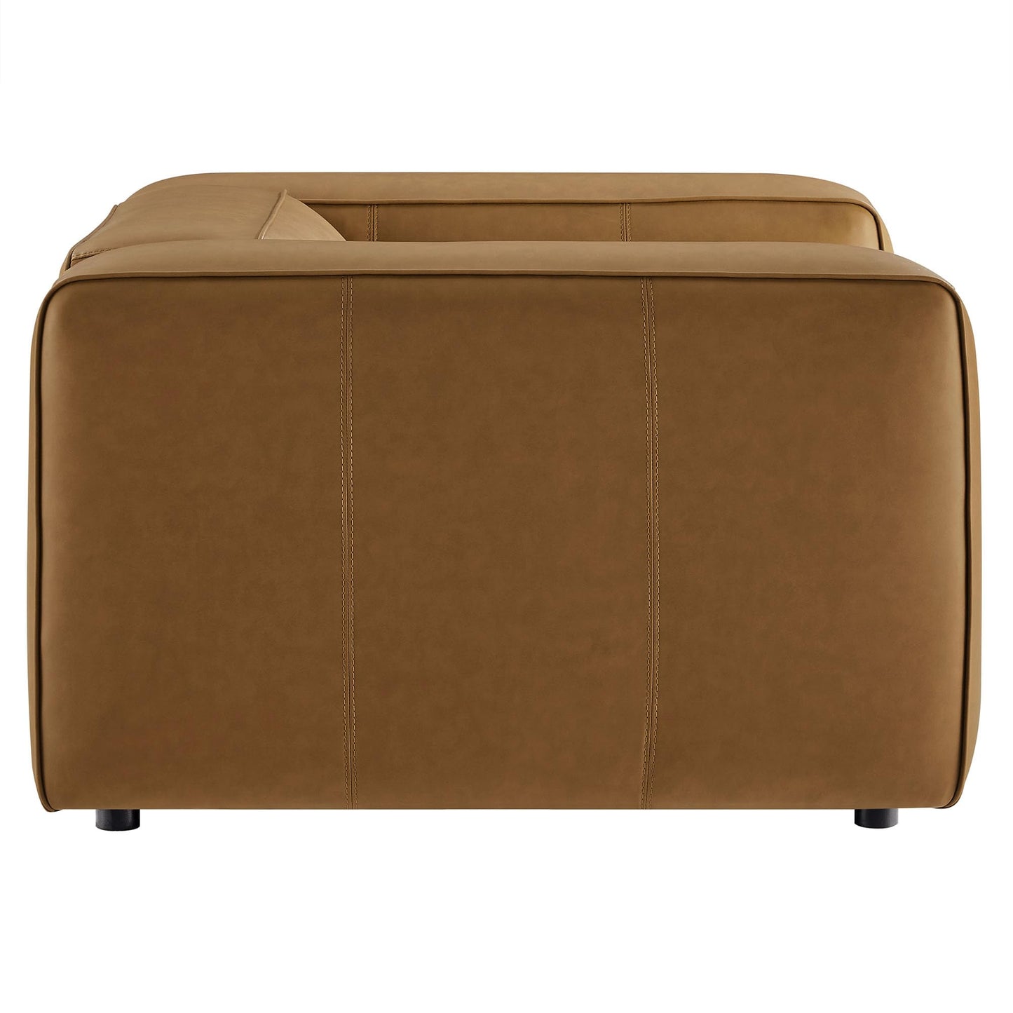 Modway Auren Vegan Leather Modular Armchair in Camel - Faux Leather Club Chair - Mid Century Modern Single Sofa Chair - Oversized PU Leather Accent Chair for Living Room or Apartment
