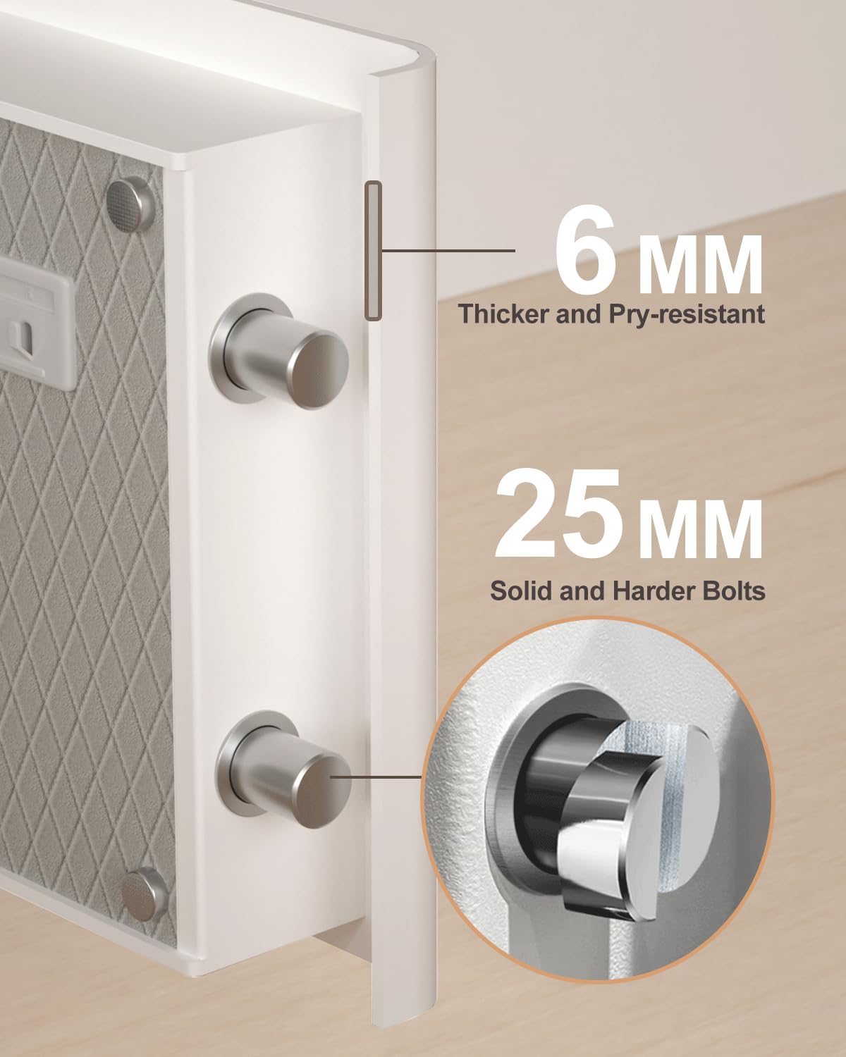 TIGERKING 3-in-1 Biometric Heavy Duty Safe, Lockable Drawer Gun Safes with Wireless Charging Station, Home Safe Adjustable Lighting with USB & Type-C Port for Bedroom Office, White