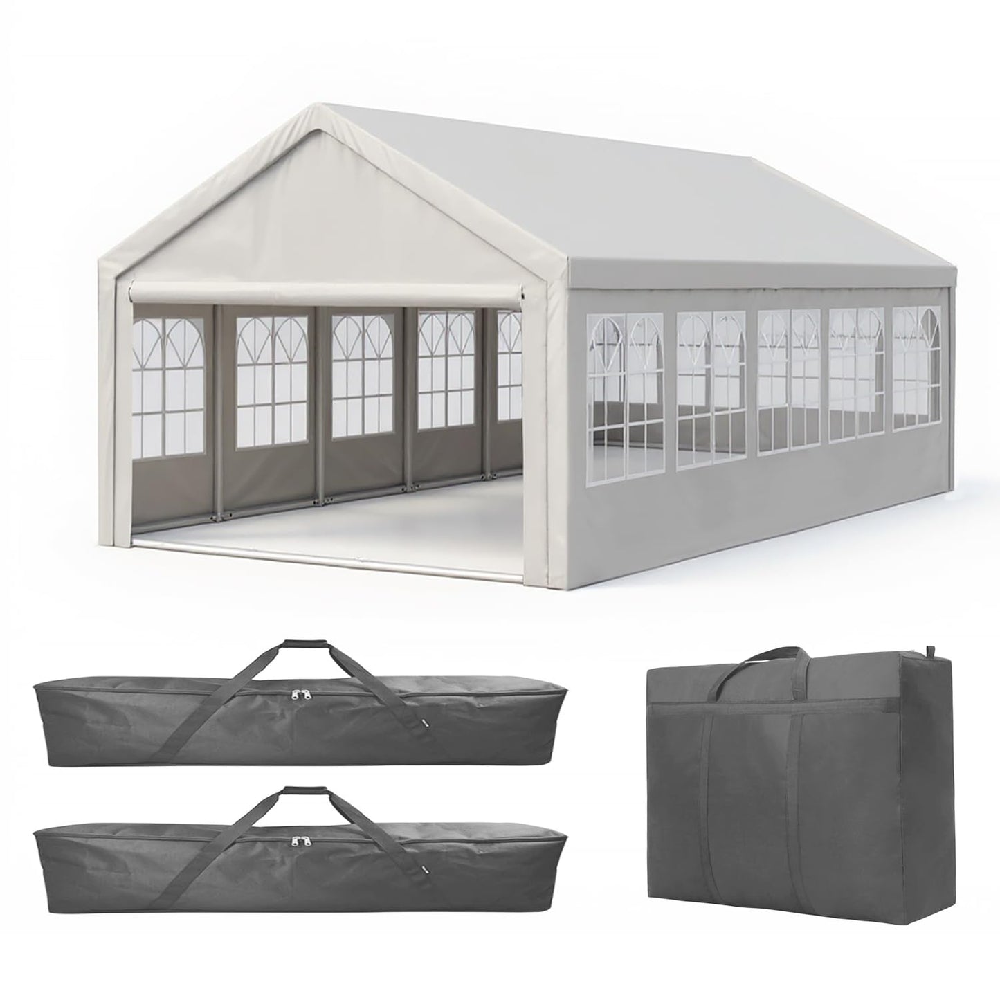 KEIKI 16'x32' Outdoor Heavy-Duty Party Tent, Large Commercial Canopy for Weddings & Events with Removable Sidewalls, 3 Storage Bags & 4 Ground Tubes, Garden & Patio Gazebo Shelter, White