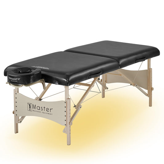 Master Massage 30" Balboa Portable Massage and Exercise Table Beauty Bed in Black Luster with Ambient Lighting System