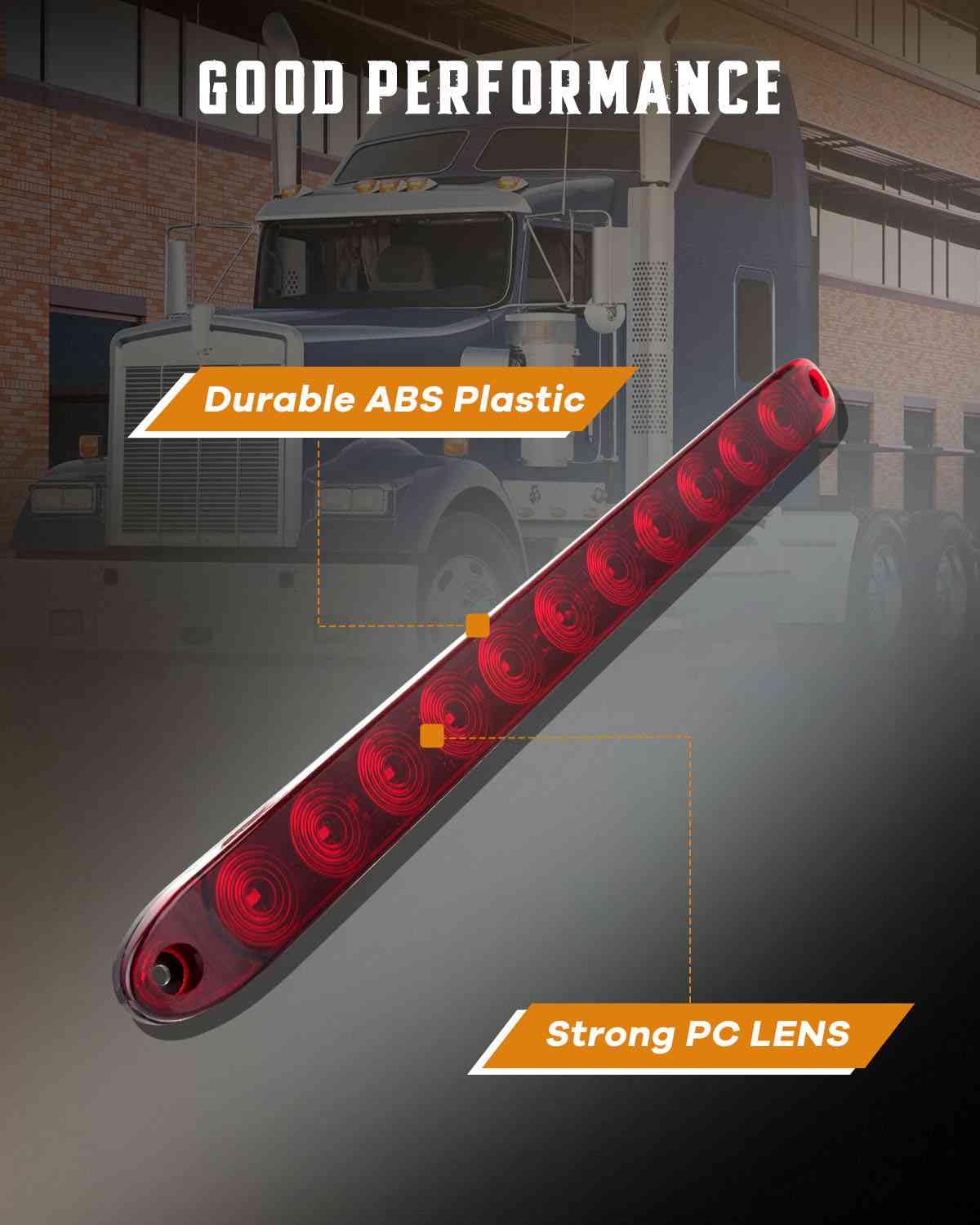 cciyu 15in LED Red Light Trailer Tail Light Bar, Polycarbonate, Stop Turn Tail Light, Red Lens