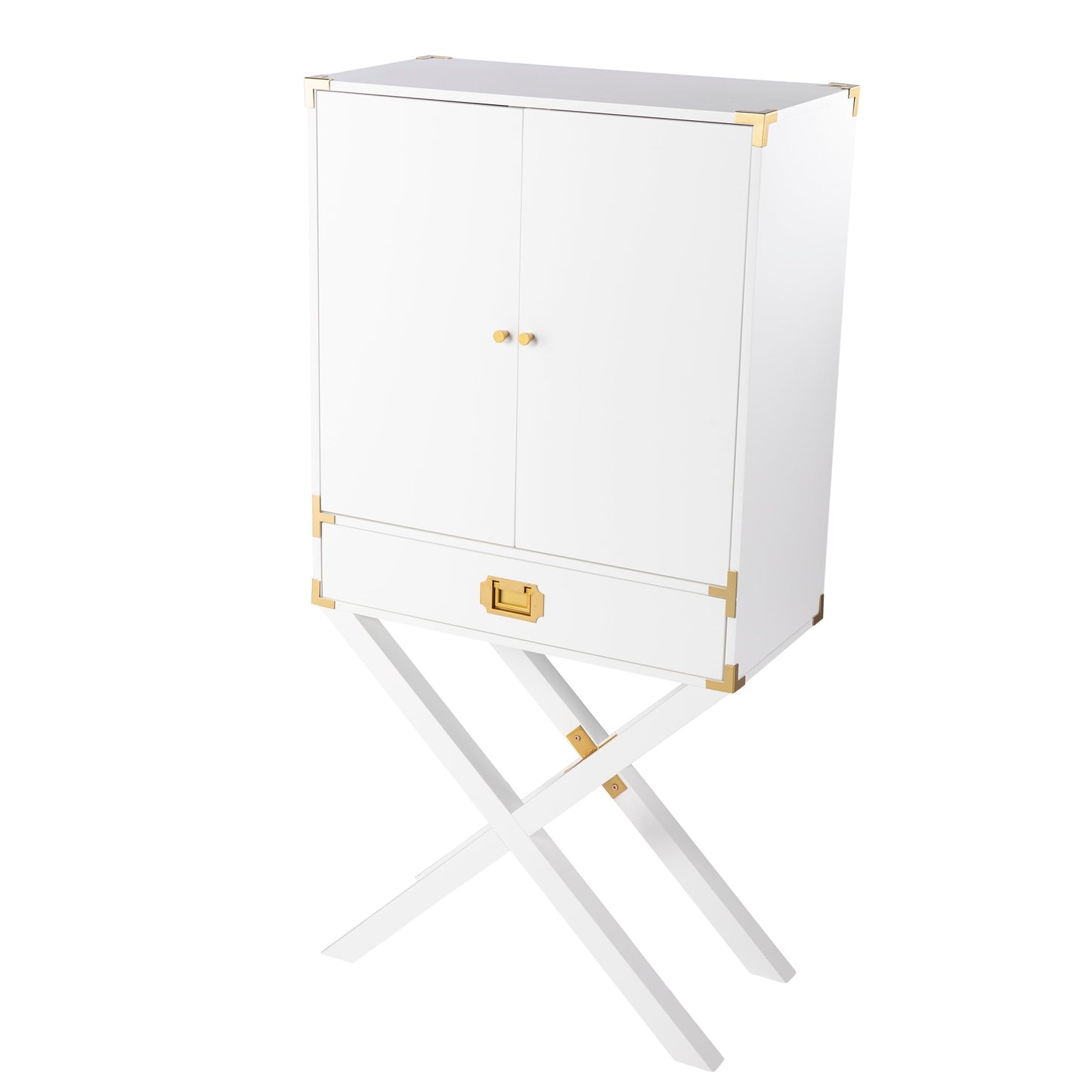 SEI Furniture Campaign Tall Bar Cabinet w/Storage, White