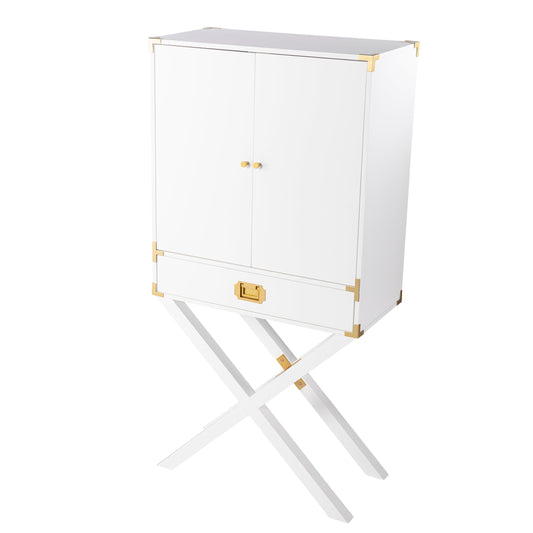 SEI Furniture Campaign Tall Bar Cabinet w/Storage, White