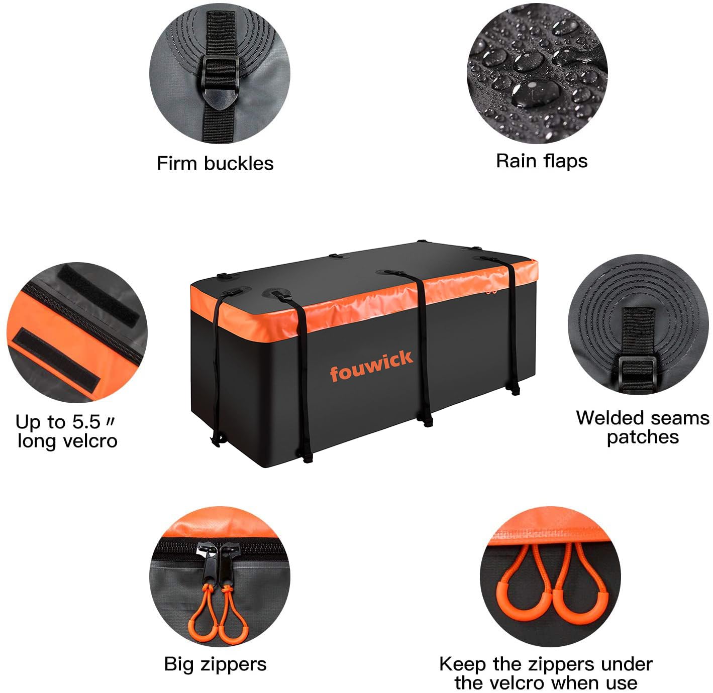 fouwick 60" x 24" x 13" Hitch Cargo Carrier, 600 Lbs Heavy Duty Folding Luggage Rack for SUV & Truck, Steel Mesh Cargo Carrier Hitch Mount Fits 2" Receiver，with 57x22x13 Waterproof Bag