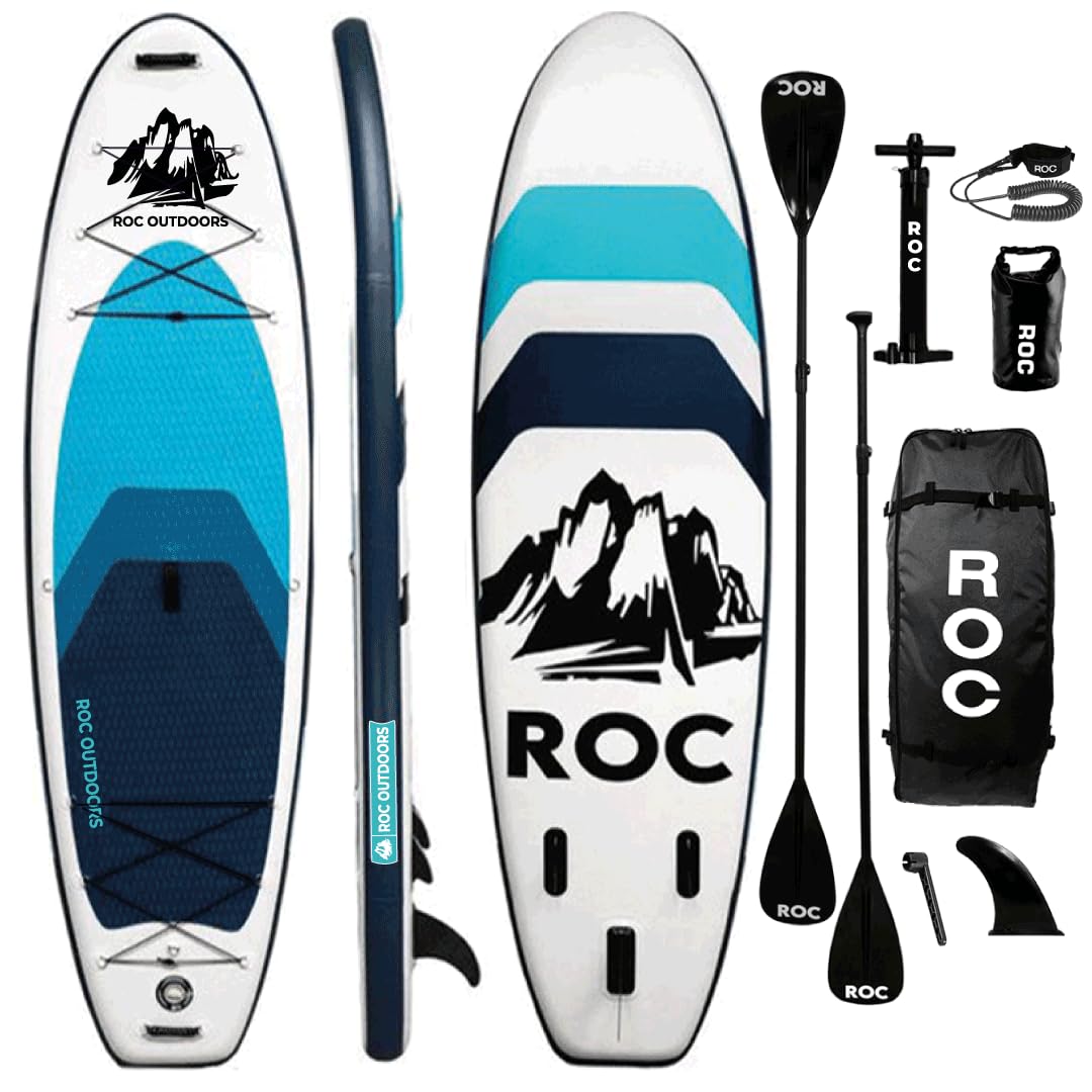 Roc Paddle Boards 10 ft 6 in Inflatable SUP, 350lbs Weight Capacity, Wide Stable Design, Premium Accessories, 3 YEAR WARRANTY, USA Owned Brand, Royal