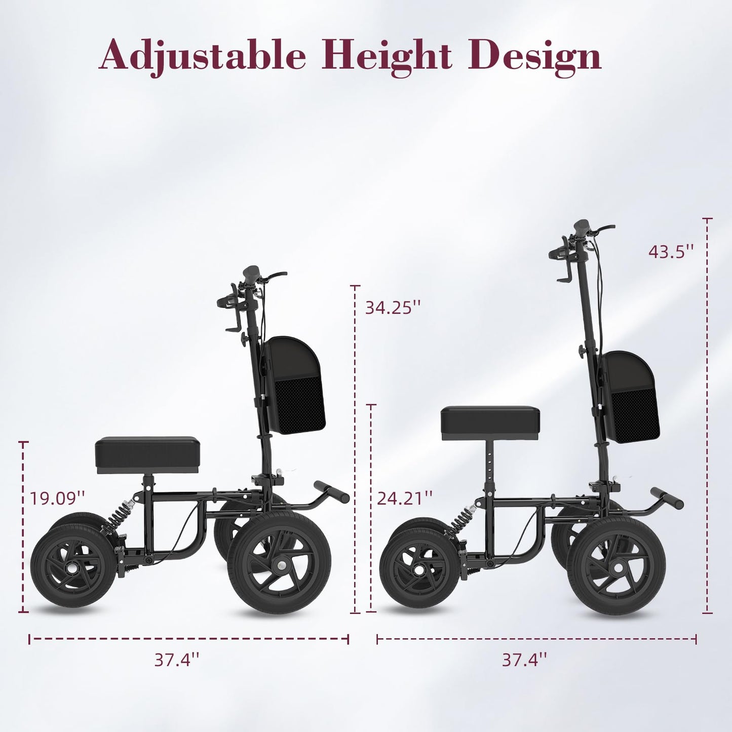 Fvzzin All Terrain Knee Scooter for Adults, Foldable Rolling Knee Scooter with DIY Stickers & Shock Absorber, Steerable Knee Walker for Broken Foot, Ankle Injuries & Surgery, Better Crutch Alternative