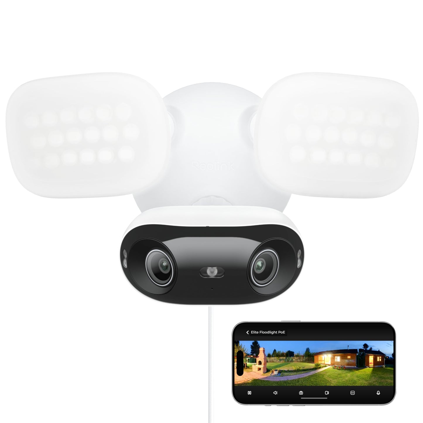 REOLINK Elite Pro Floodlight PoE, 16MP Dual Lens PoE Security Camera with 180° View, Local AI Video Search, Full Color & Infrared Night Vision, Smart Detection, 24/7 Recording with Motion Track
