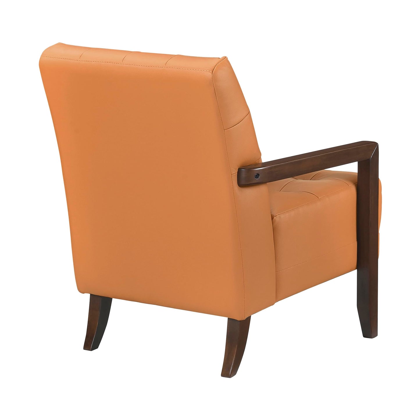 Lexicon Modern Accent Chair, Luxury Genuine Leather Match Living Room Chair with Tufted Cushions, Solid Wood Frame and Arm Rest, Comfy Upholstered Single Seat for Bedroom/Reading/Office, Orange