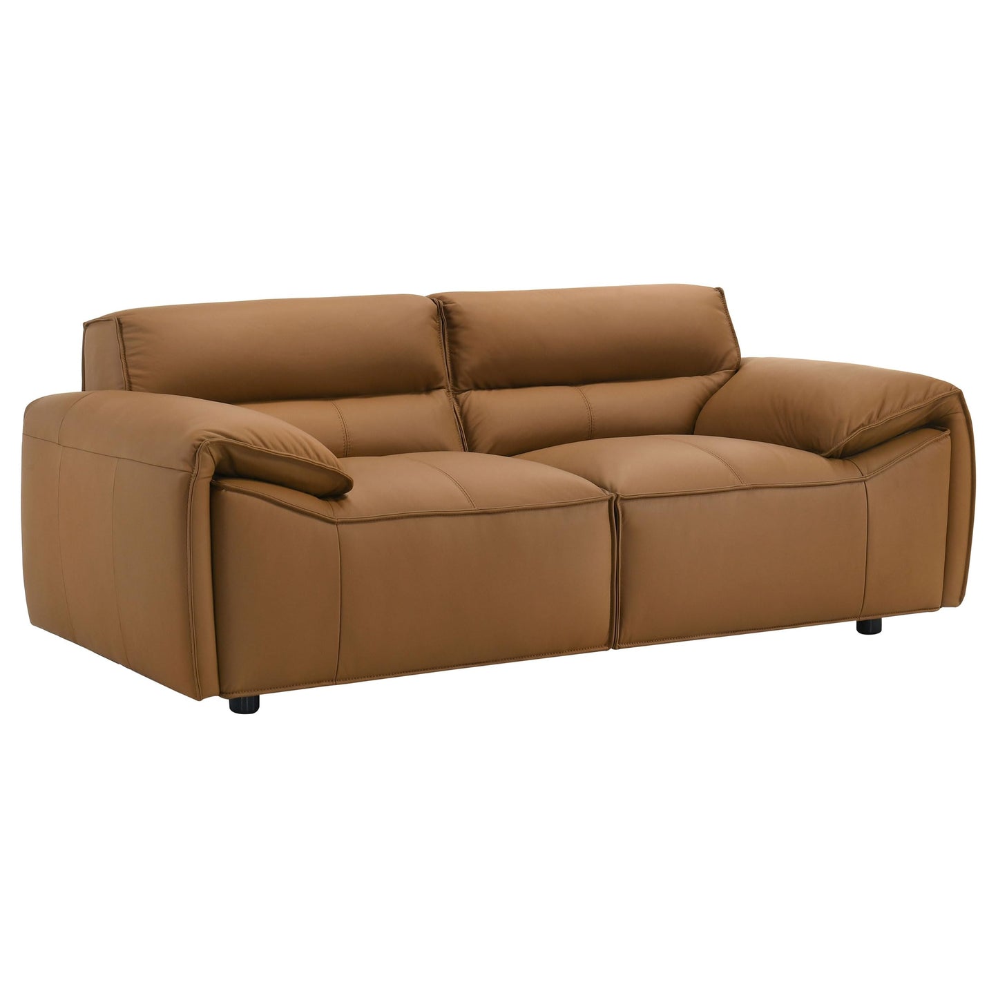 Coaster Home Furnishings - Buxton - Top Grain Leather - Upholstered Leather Loveseat with Track Arms, Tight Back, Low-Profile Frame and Full Foam Seating - Living Room - Orange - 509502