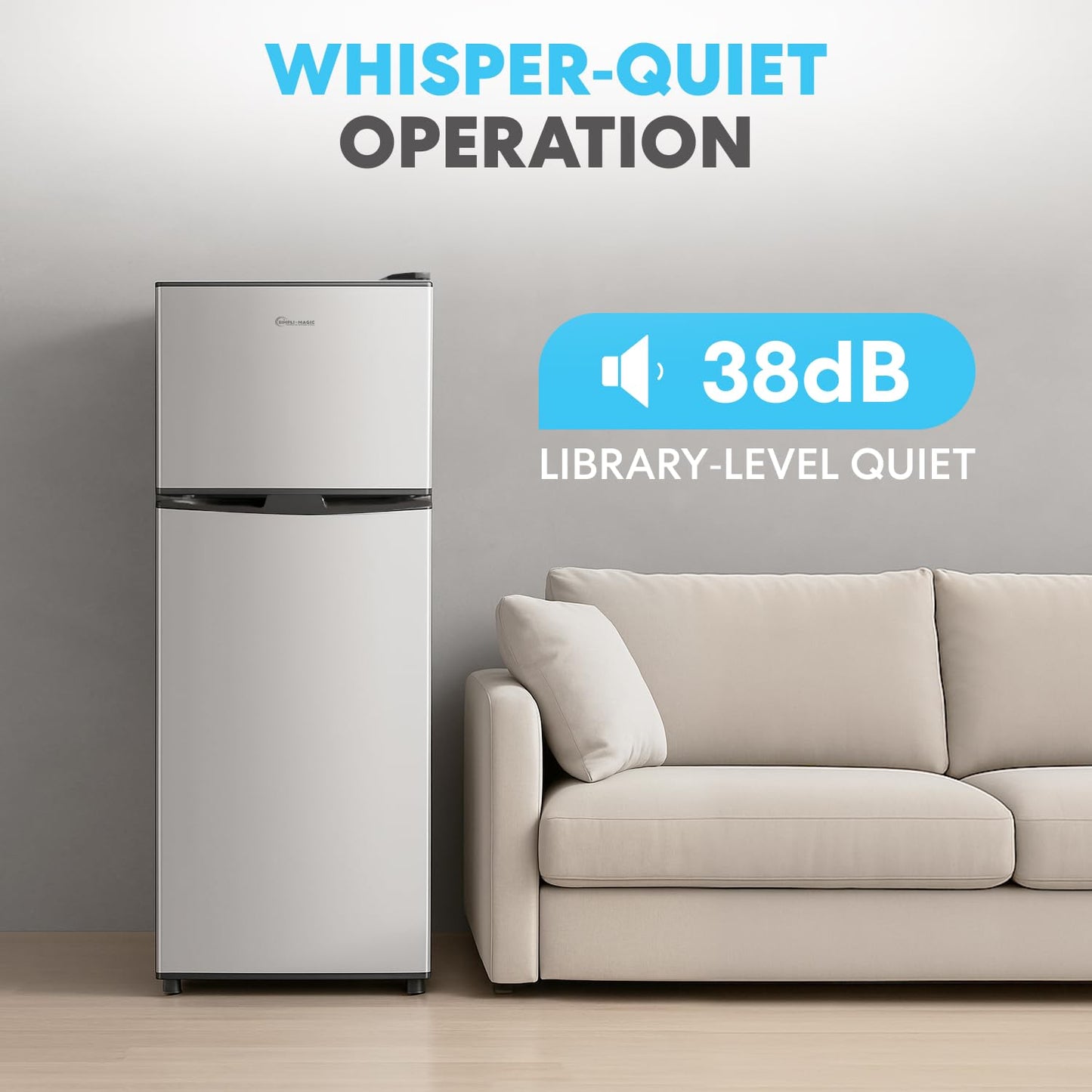 Simpli-Magic 4.0 Cu.Ft. Mini Fridge with Freezer – Compact Double Door Refrigerator for Dorm, Office, Bedroom – Adjustable Thermostat, Energy Efficient, Stainless Steel