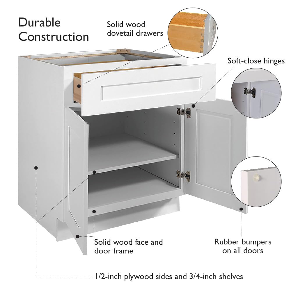 Design House Brookings Shaker Unassembled Base Kitchen Cabinet B9, 9 W x 24 D x 34.5 H, Brown, Solid Wood, 561316
