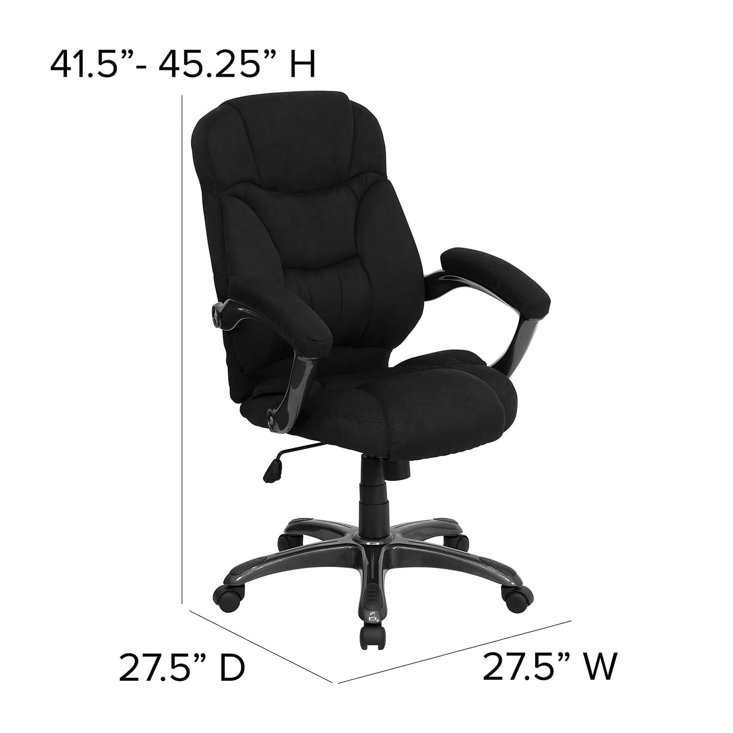 Flash Furniture Jessie High Back Black Microfiber Contemporary Executive Swivel Ergonomic Office Chair with Arms