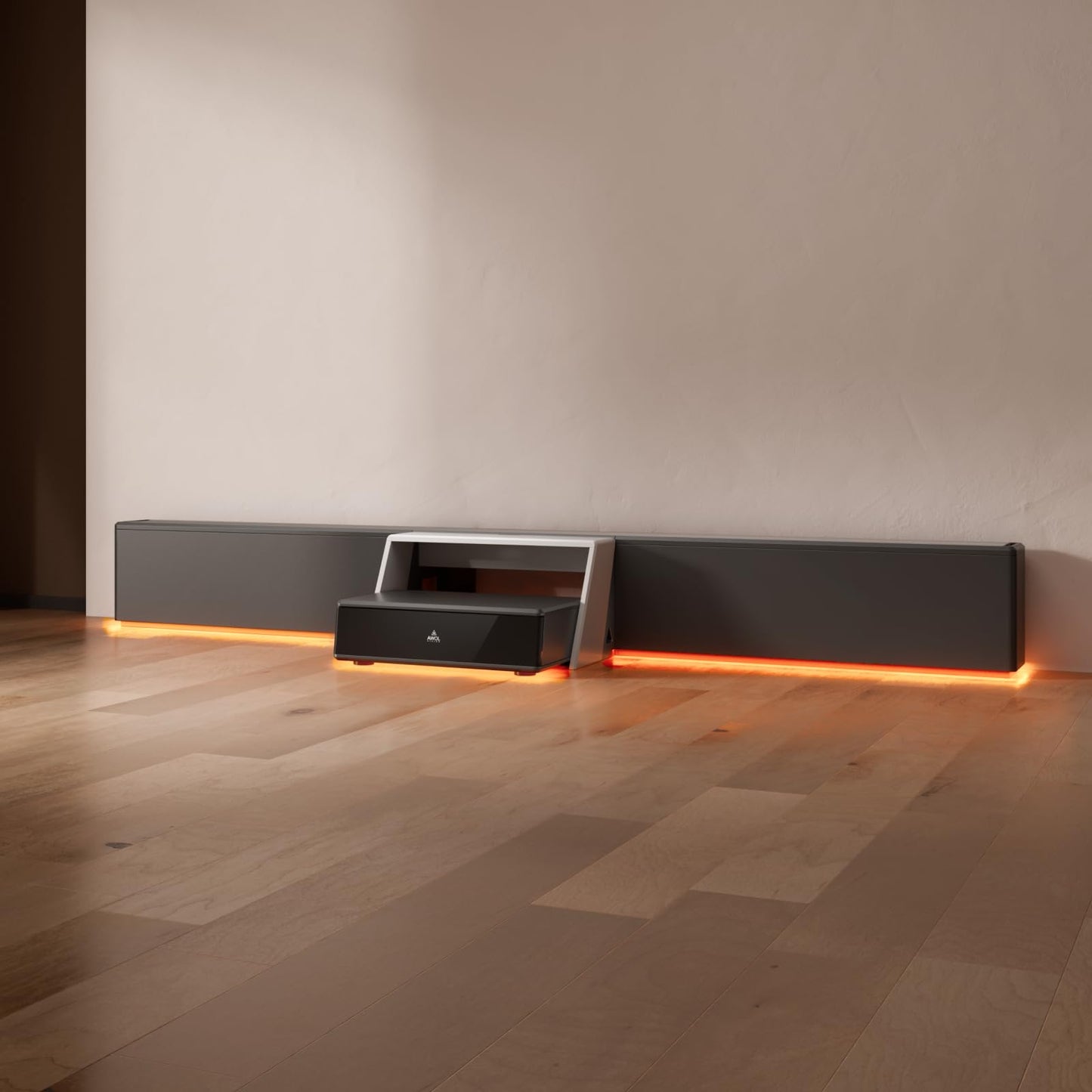 AWOL RGB Glow Station, 130" Universal UST Projector Stand/Base with RGB Ambient Lighting, Remote-Control LED, Cable Management & 4-Outlet Power, Fits Most Ultra-Short-Throw Projectors