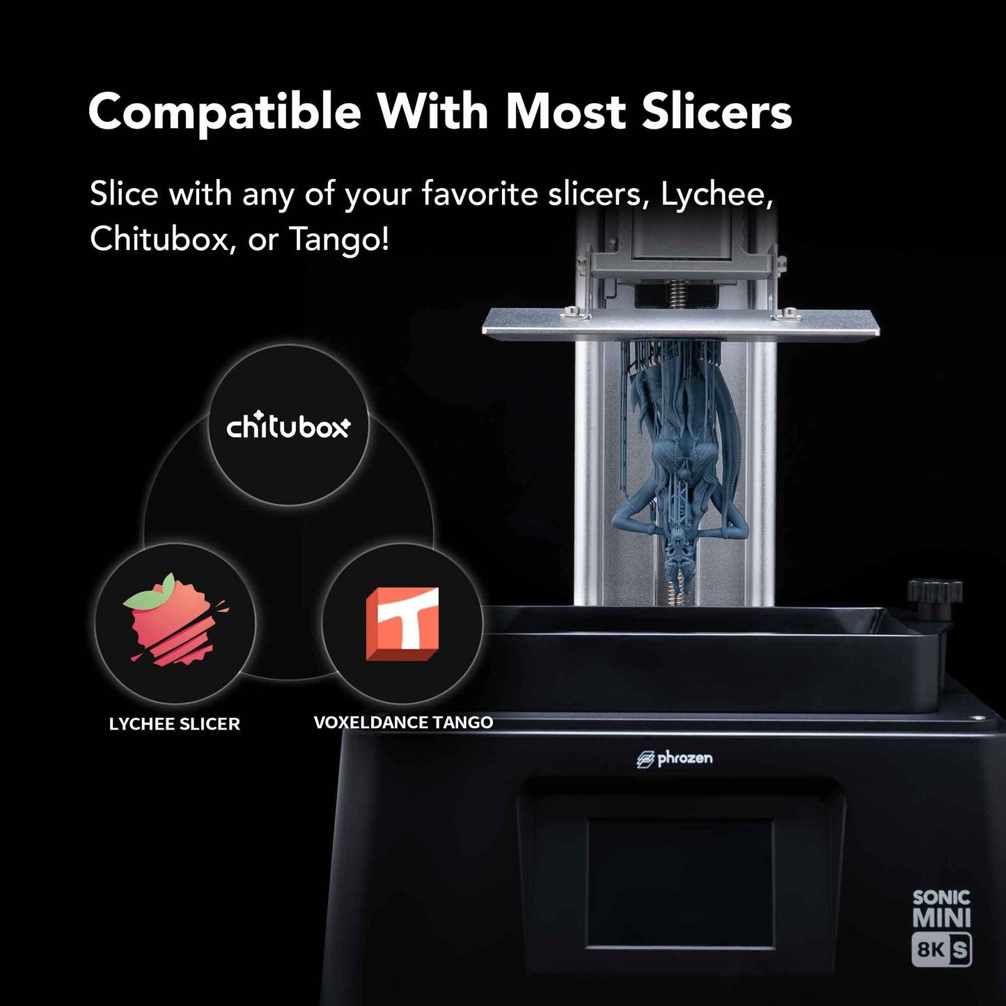 phrozen Sonic Mini 8K S LCD Resin 3D Printer, 7.1" Monochrome LCD, Tabletop 3D Resin Printer with 22µm XY Resolution, 6.5 * 2.8 * 6.7 Inch Printing Volume for Models, Miniatures and Action Figures