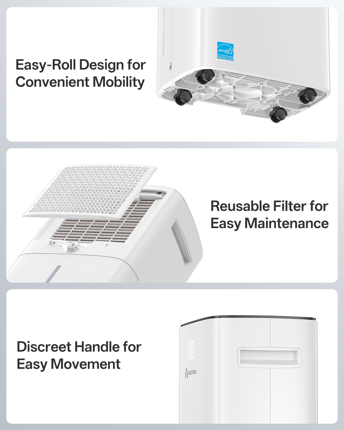 52 Pints Dehumidifier for Basement Bedroom Bathroom Large Room Home, 4500 Sq.Ft Dehumidifiers with Drain Hose, 2025 Energy Star Certificate, Humidity Control, 24H-Timer, Auto Defrost (52, Pints)