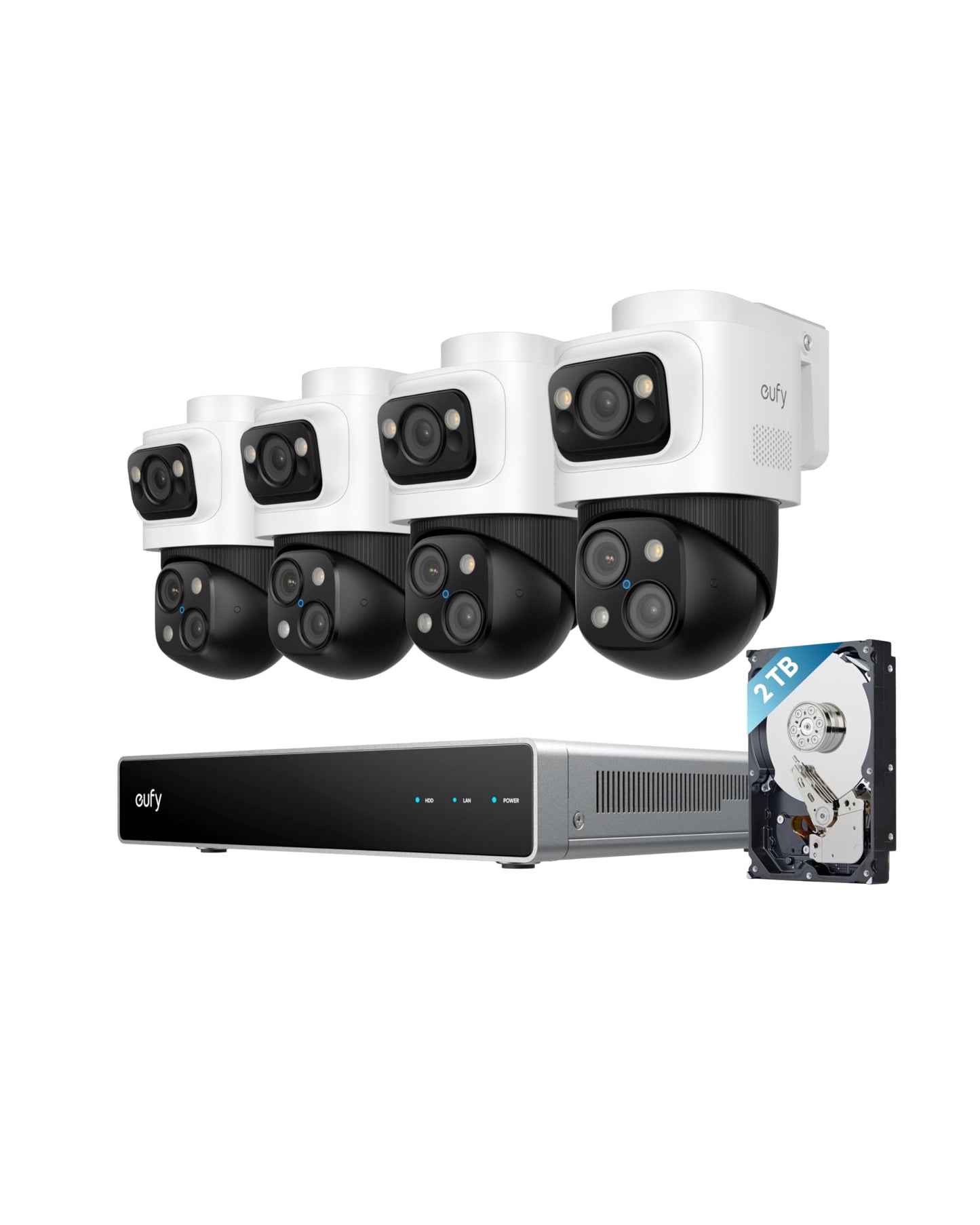 eufy Security 4K NVR Security Camera System S4 Max, POE Wired, 24/7 Recording, Triple Lens Bullet-PTZ Cam, 360° PTZ, Up to 16CH, Cross-Cam Tracking, 8× Auto Zoom, Smart Video Search, 2TB HDD