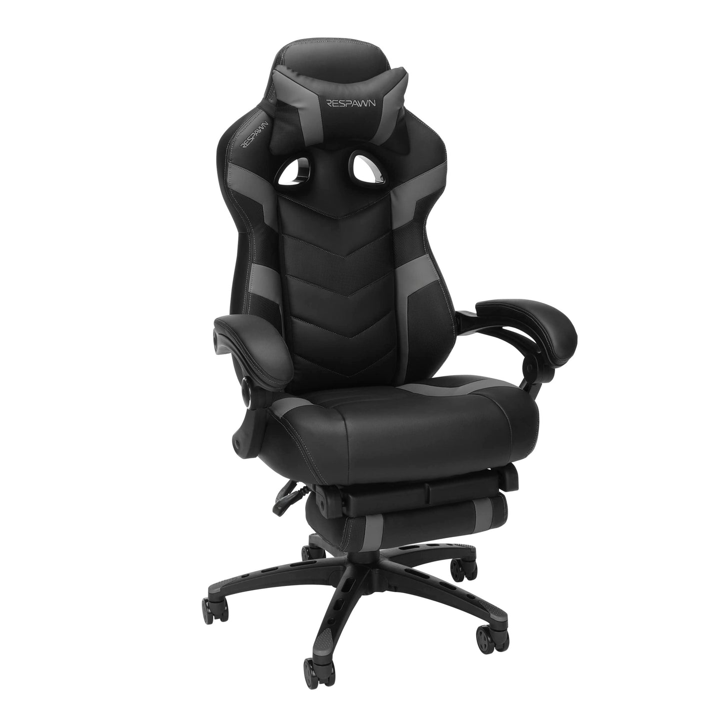 Respawn 110 Pro Ergonomic Gaming Chair with Footrest for Adults - Comfortable Office Gaming Recliner with Lumbar Support and Headrest, Racing Style Video Game Chairs for Computer Gamer - Gray