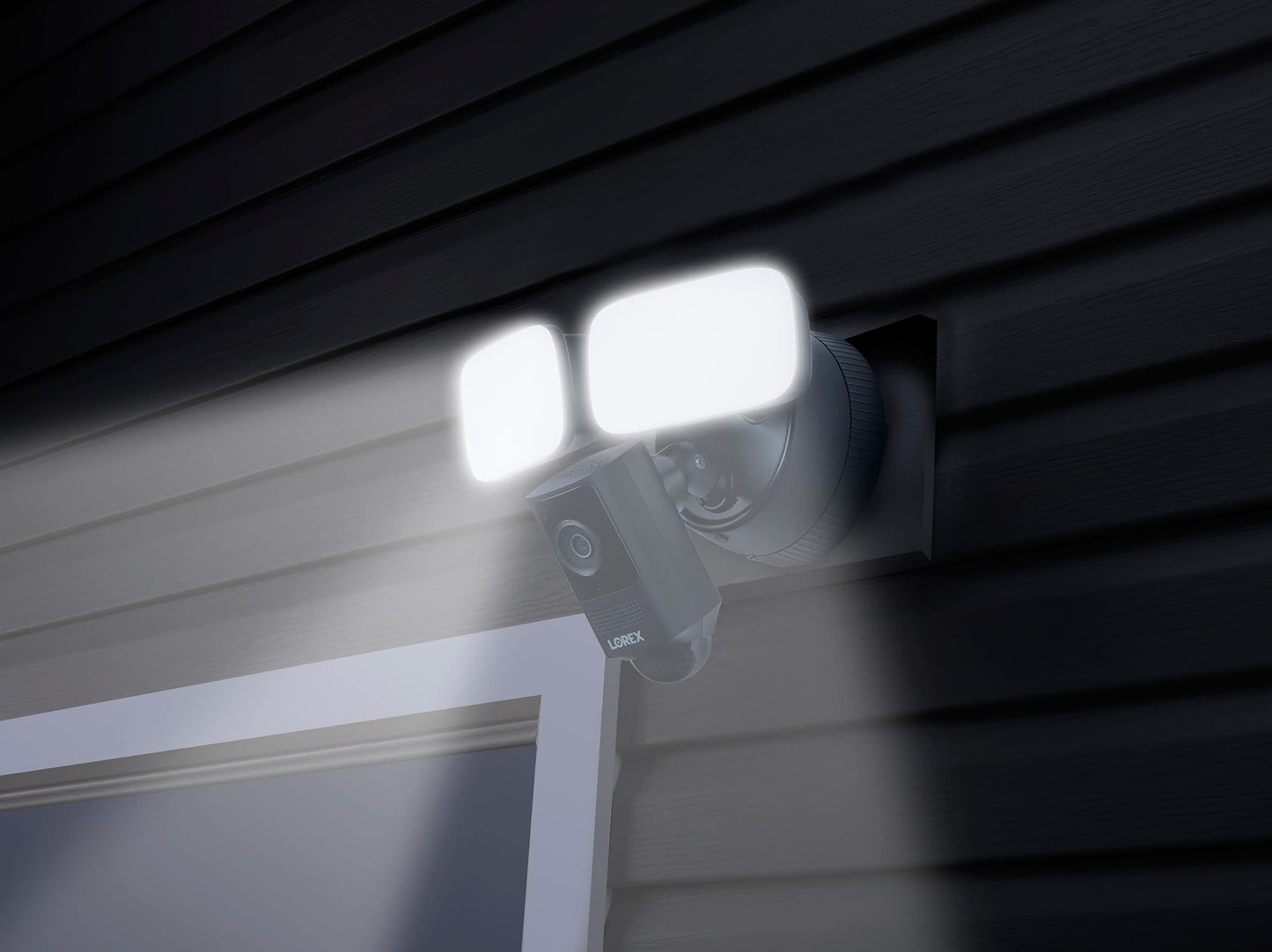 Lorex 2K Wi-Fi Floodlight Security Camera | Black | 32GB MicroSD Card Included | No Monthly Fee | Color Night Vision | Motion Detection | 2-Way Talk | Siren | IP65 Weatherproof | Adjustable LEDs